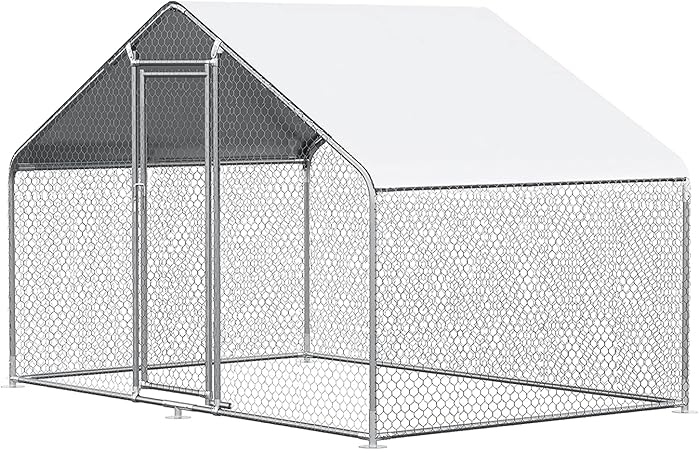 Chicken Coop Large Metal Chicken Run for 6/10 Chickens Poultry Cage with Waterproof Cover for Duck Walk-in Chicken Pen for Yard