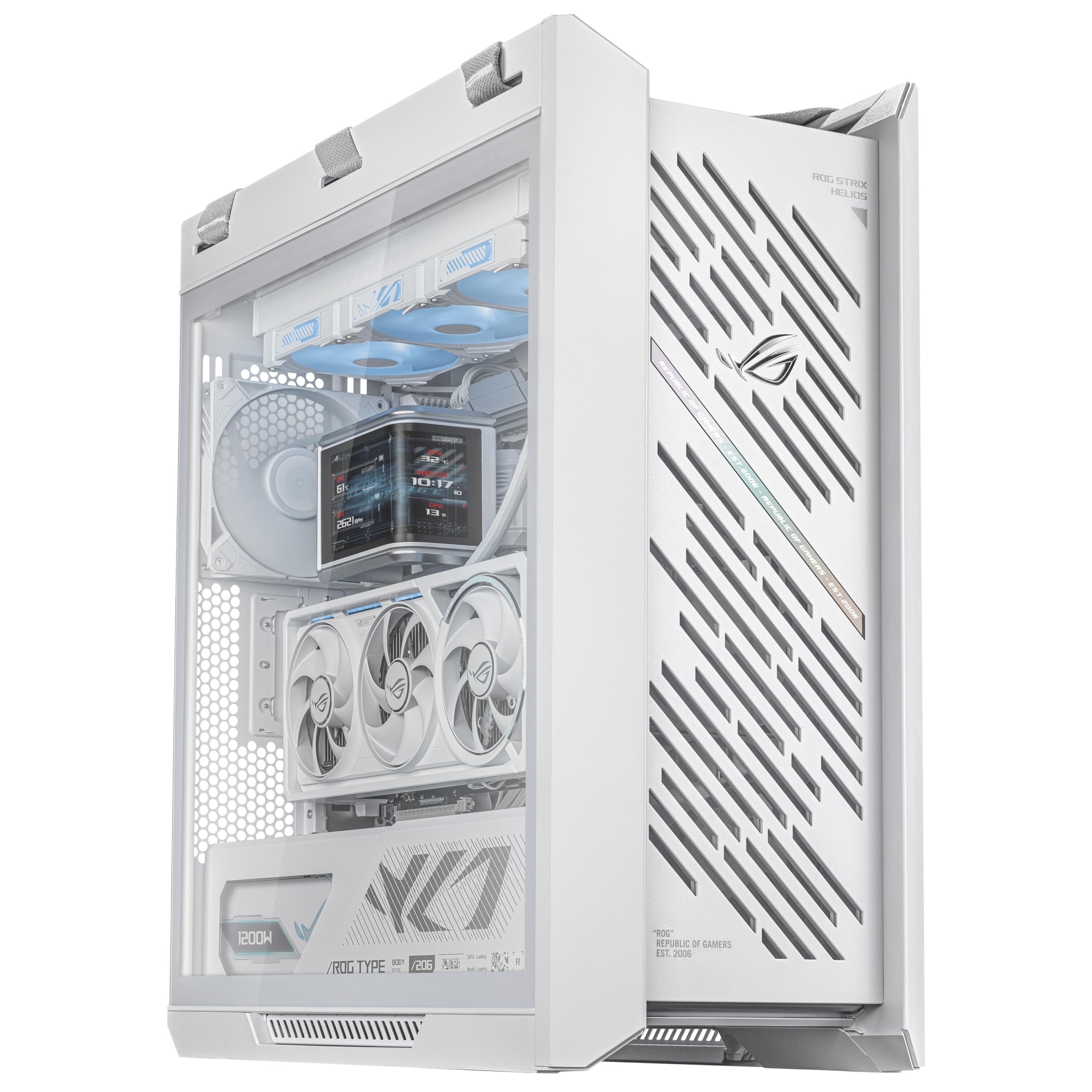 ASUS ROG Strix Helios II White Edition EATX - Carcasa para PC de Media Torre para Juegos, con Paneles Laterales de Vidrio Templado duales, Soporte para GPU de hasta 450 mm de Largo, Soportes para