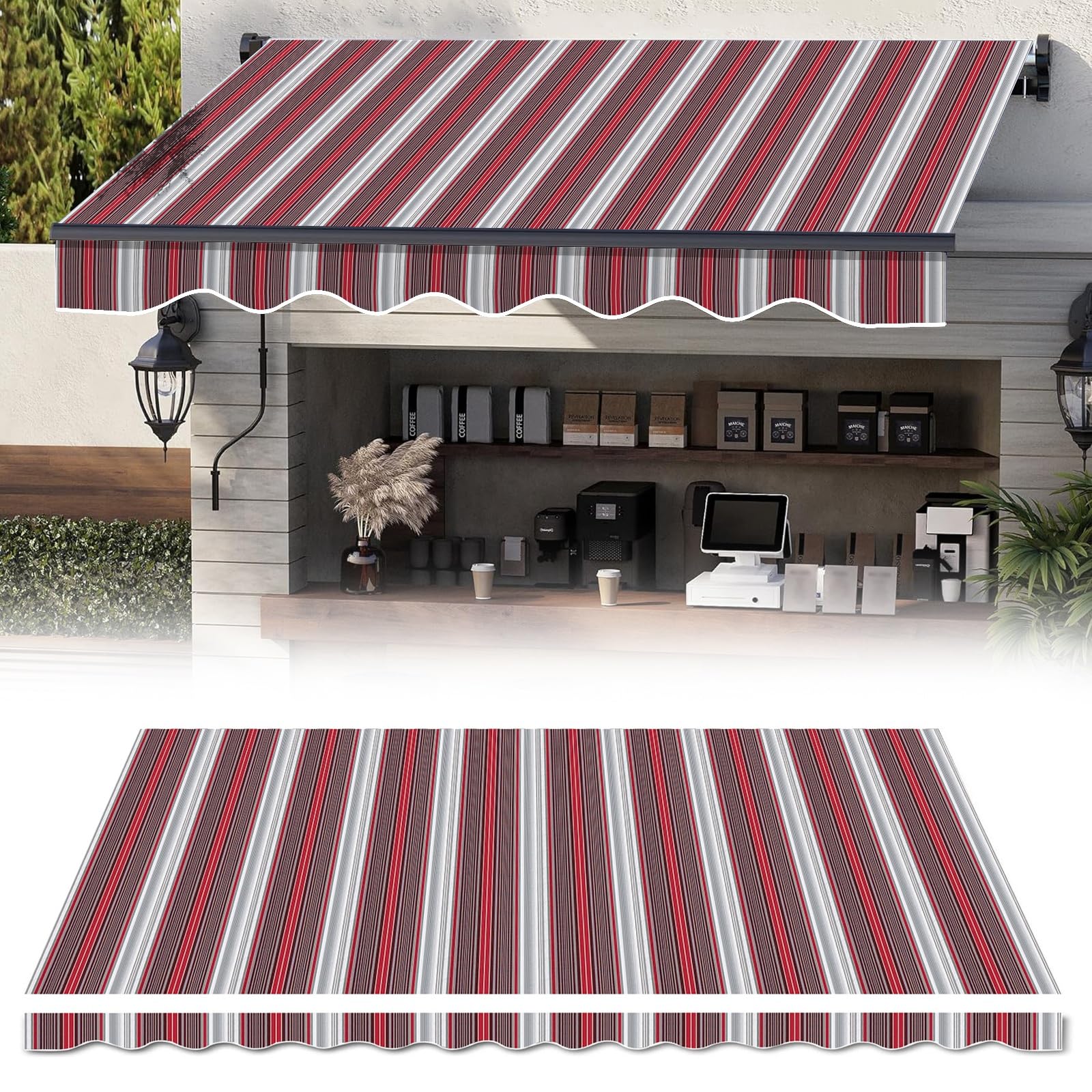 Tessuto di ricambio per patio adatto per 8,2' 10' 11' 12' 13' 14' 15' 16' ning vinile poliestere resistente alle intemperie per cortile terrazza balcone (senza e) (B 2,5 x 1,5 m)