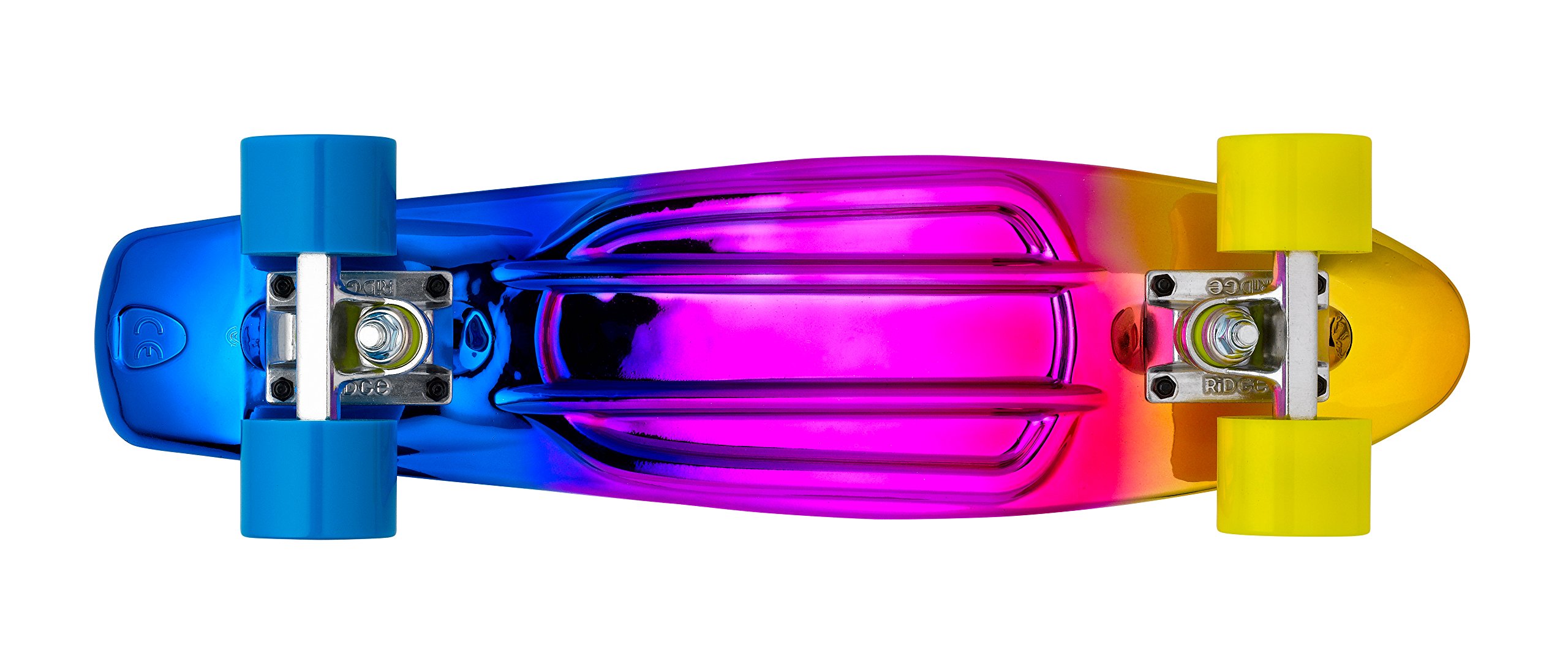 Ridge Skateboards Rainbow Neochrome Mini-Cruiser-Komplettboard, 55,9 cm, hergestellt in Großbritannien, metallisches Verblassen