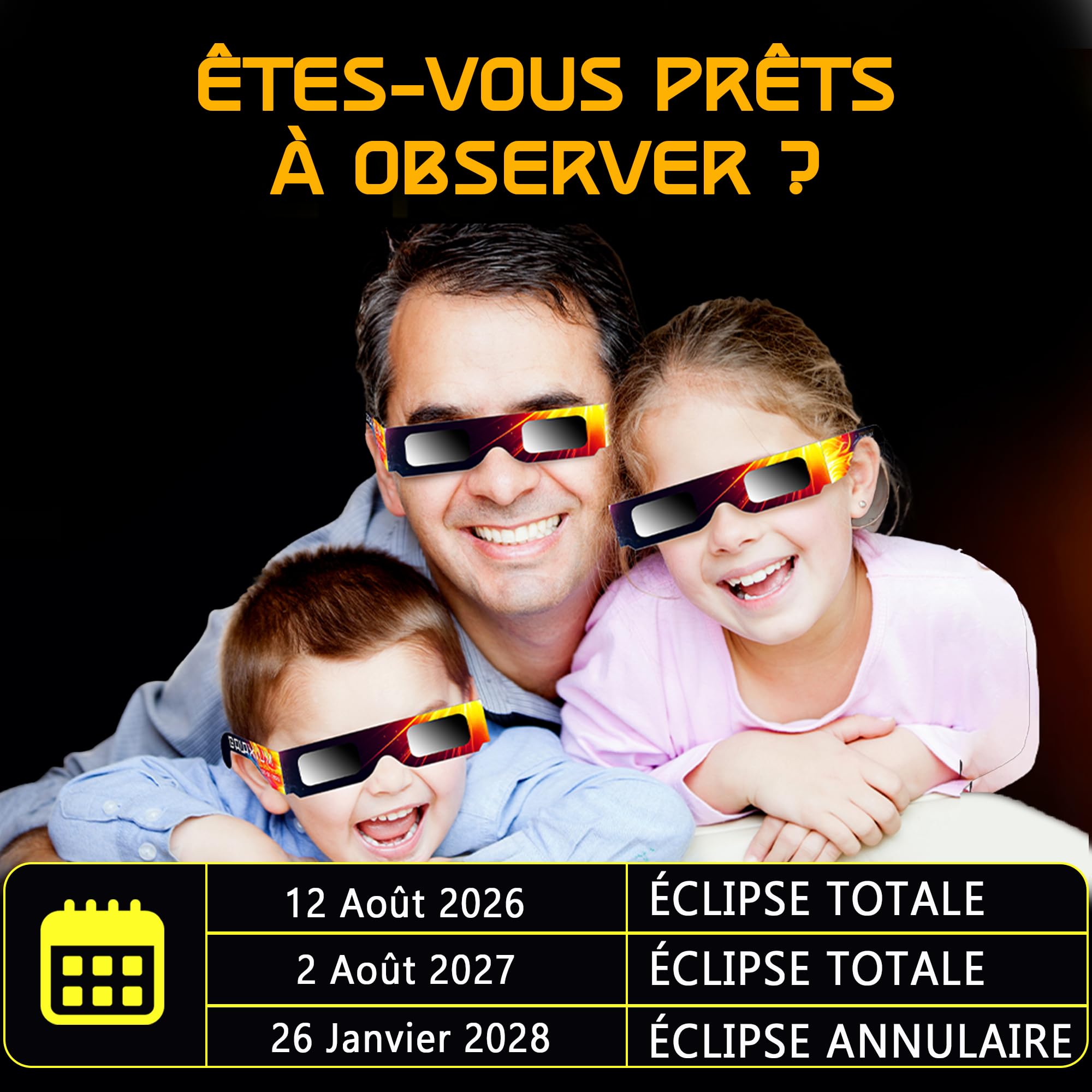 Lunettes Eclipse Solaire ISO 12312-2 Lot de 6 Galaxium