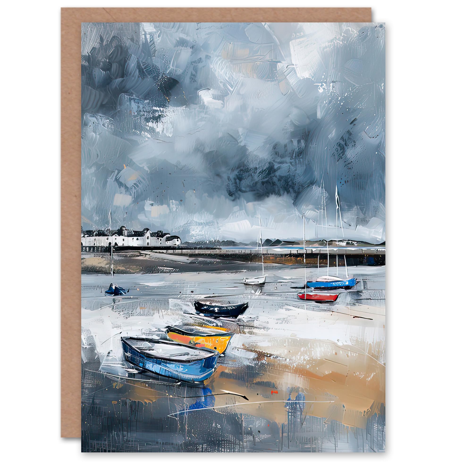 Artery8 Greeting Card Fishing Boats Yorkshire Coast Beach East Riding Blank For Him Or Her Art Birthday Card