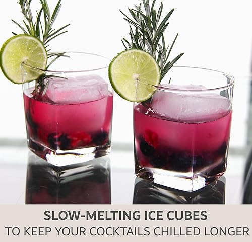 Miniatura 6 de MARELUNNA Paquete de 2 bandejas de cubitos de hielo grandes de 8 cavidades. Molde cuadrado de cubitos de hielo de whisky de 2 pulgadas, bandeja de