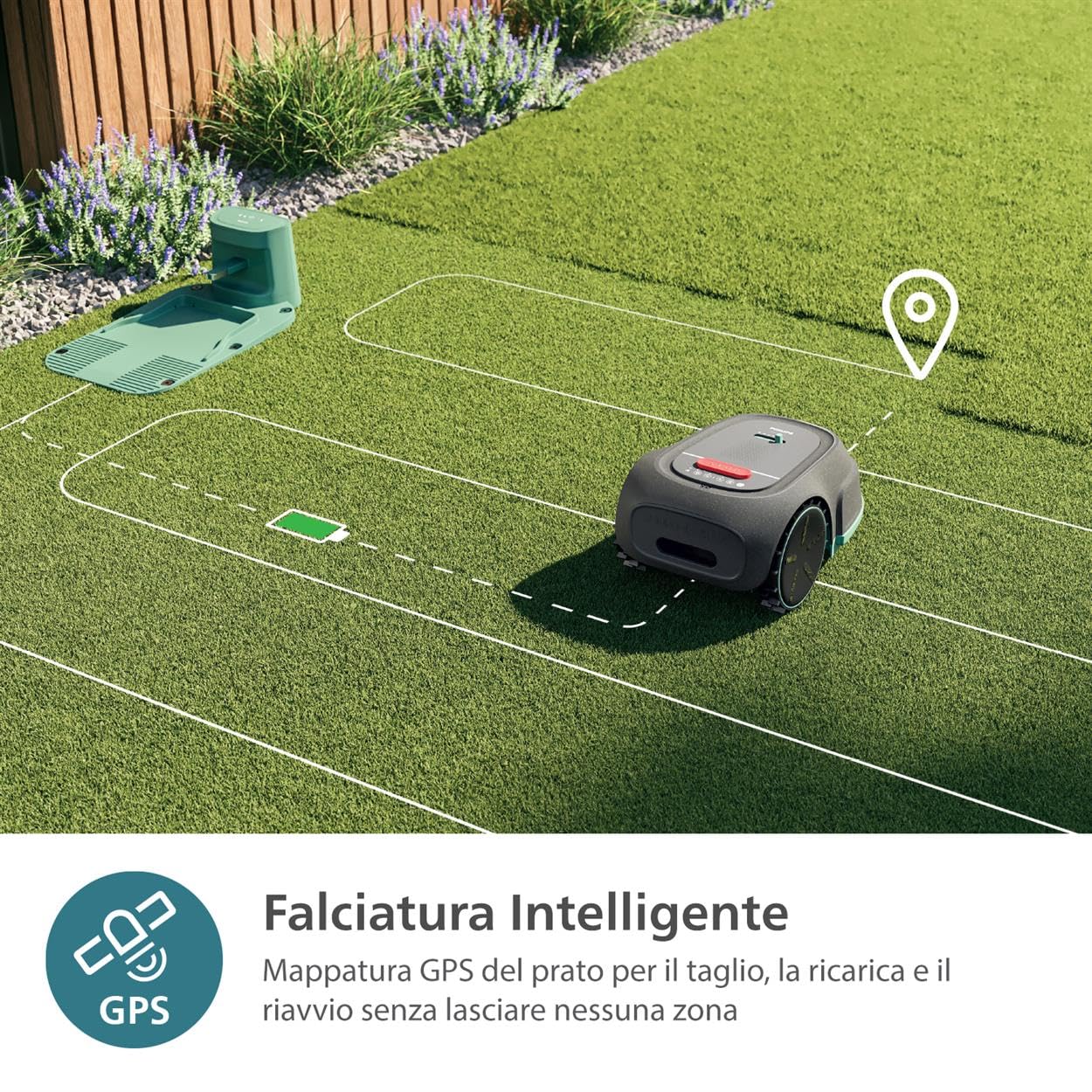 Robot Tosaerba Philips Serie 3000 - Taglio Trasversale, Mappatura GPS, Tosaerba Intelligente, Taglio Veloce, Prestazioni anche in Pendenza, App HomeRun, Sensore Pioggia, Grigio Calcare (RSL3000/10)
