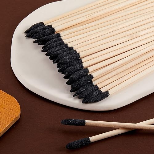 Miniatura 4 de Honoson Paquete de 100 palitos de lijado, palillos de lijado para detalles finos para modelos de plástico, madera hobby, grano 280, 5.4 pulgadas