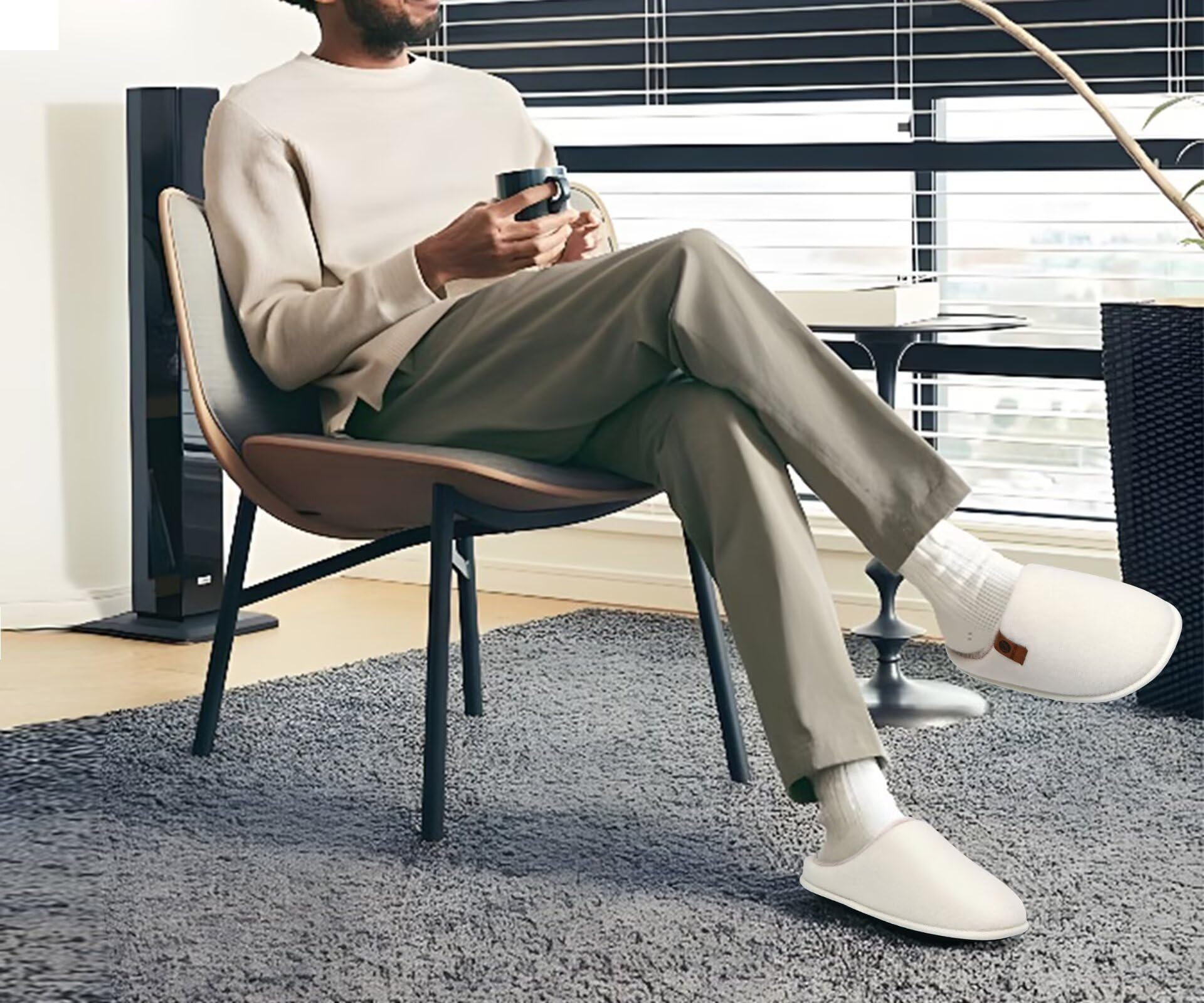 ONCAI Pantofole da Uomo Invernali, Comoda Memory Foam Calde Scarpe da Casa in Lana Con Suola Antiscivolo Taglia 40-49 EU