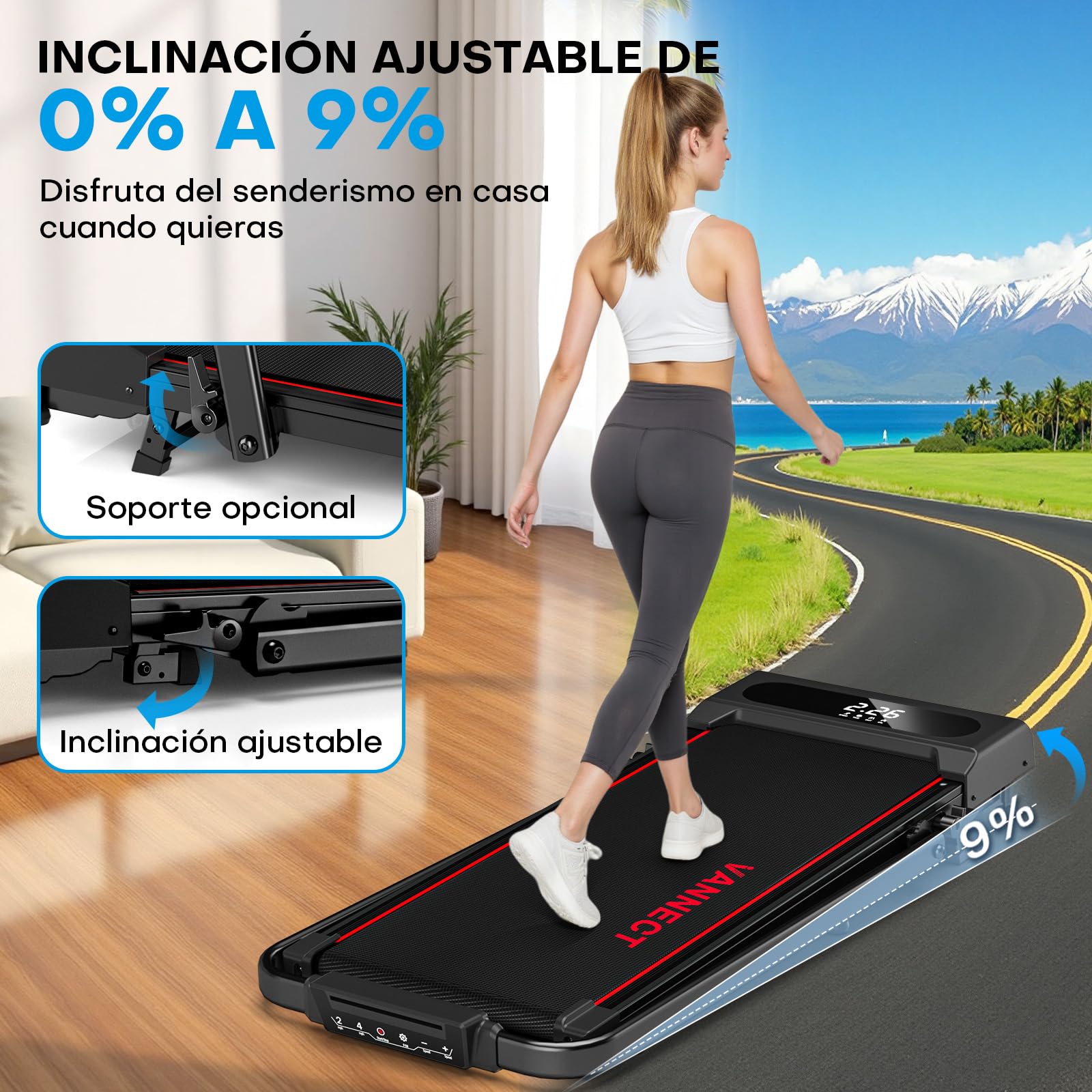 6 en 1 Cinta de Correr Plegable, 9% Inclinación Cinta de Andar con Dual Pantalla LED, 2.75 HP Walking Pad con Control Remoto Magnético, 12KM/H, App & Bluetooth, Capacidad 150Kg
