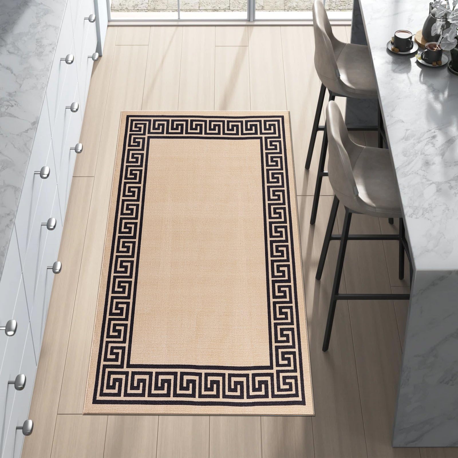 renoazul® Carpet Runners for Hallways Non-Slip Long & Wide Heavy-Duty Plain | 80 x 300 cm Super Absorbent Indoor Stair Carpet and Kitchen Anti-slip Floor Mats - Greeky Rug - Grey & Black — view 113