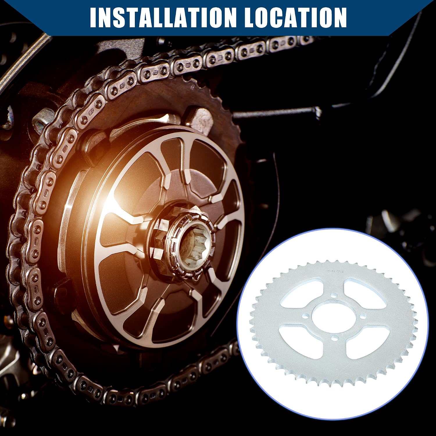 428 Pitch 48 Tooth Motorcycle Chain Sprocket Rear Sprocket/Rear Side for 50cc 70cc 90cc 110cc 125cc Dirt Pit Bike Mini Bike ATV 4 Wheelers Moped/Durable 52mm ID / 1 Pcs