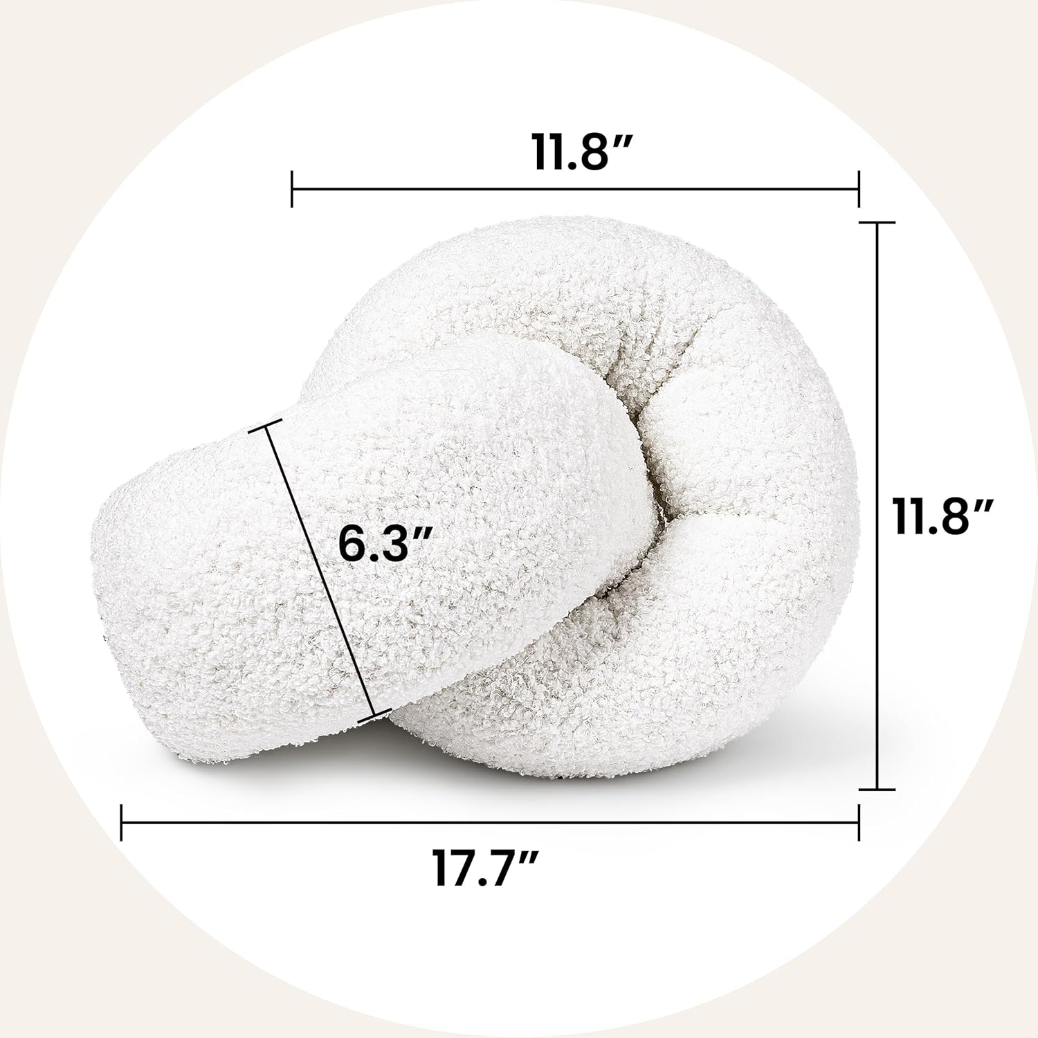 AELS 3D Chain Link Decorative Throw Pillow, 17.7" Accent Knot Pillow for Couch, Living Room and Bedroom, Mid Century Mordern Home Decor, Cream White - Image 3