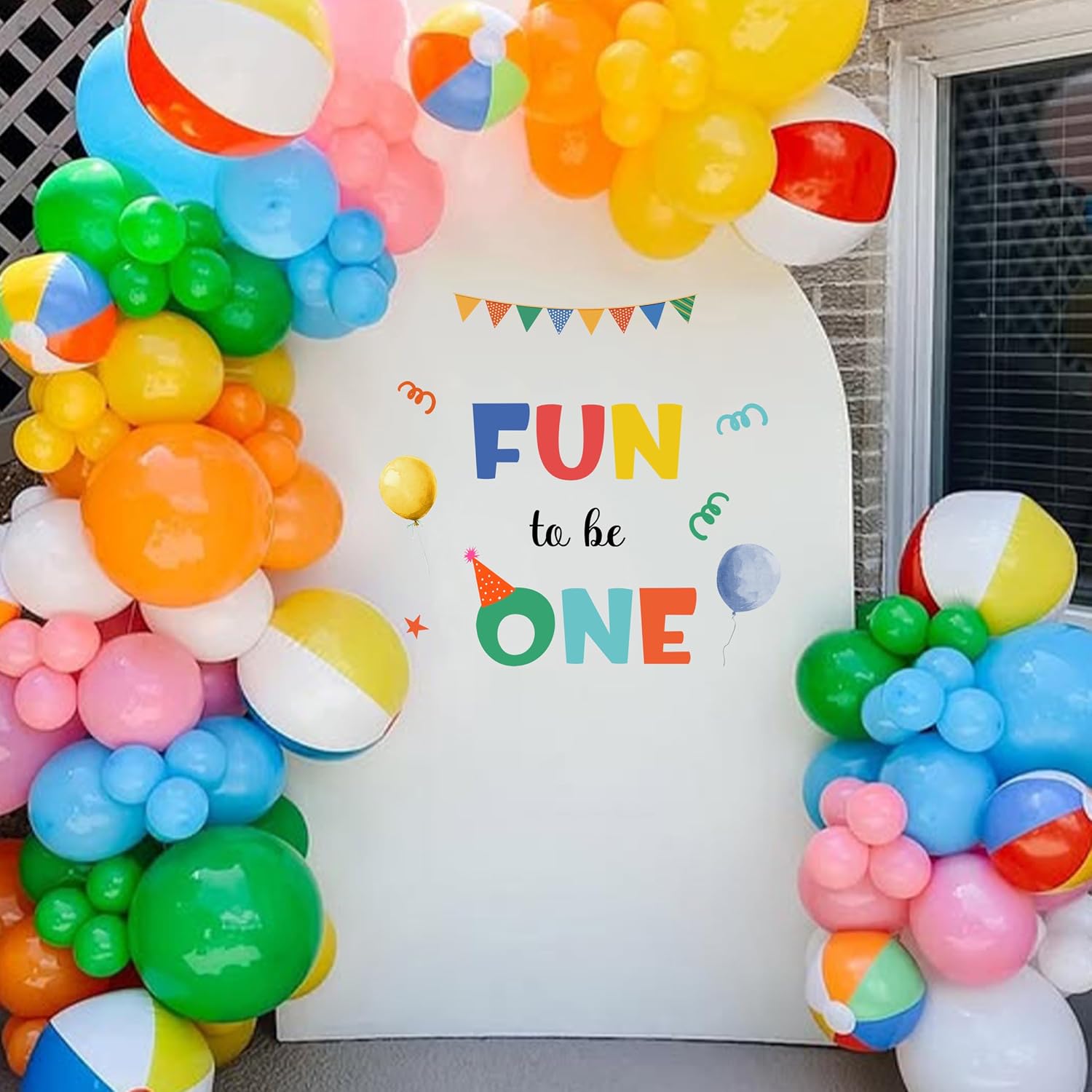 Fun to Be One Wall Decal - Colorful Watercolor Balloons Sticker,Its Fun to Be One Birthday Decorations for Girls Boys,1st Birthday Party Backdrop Decor (to be Fun Decal)