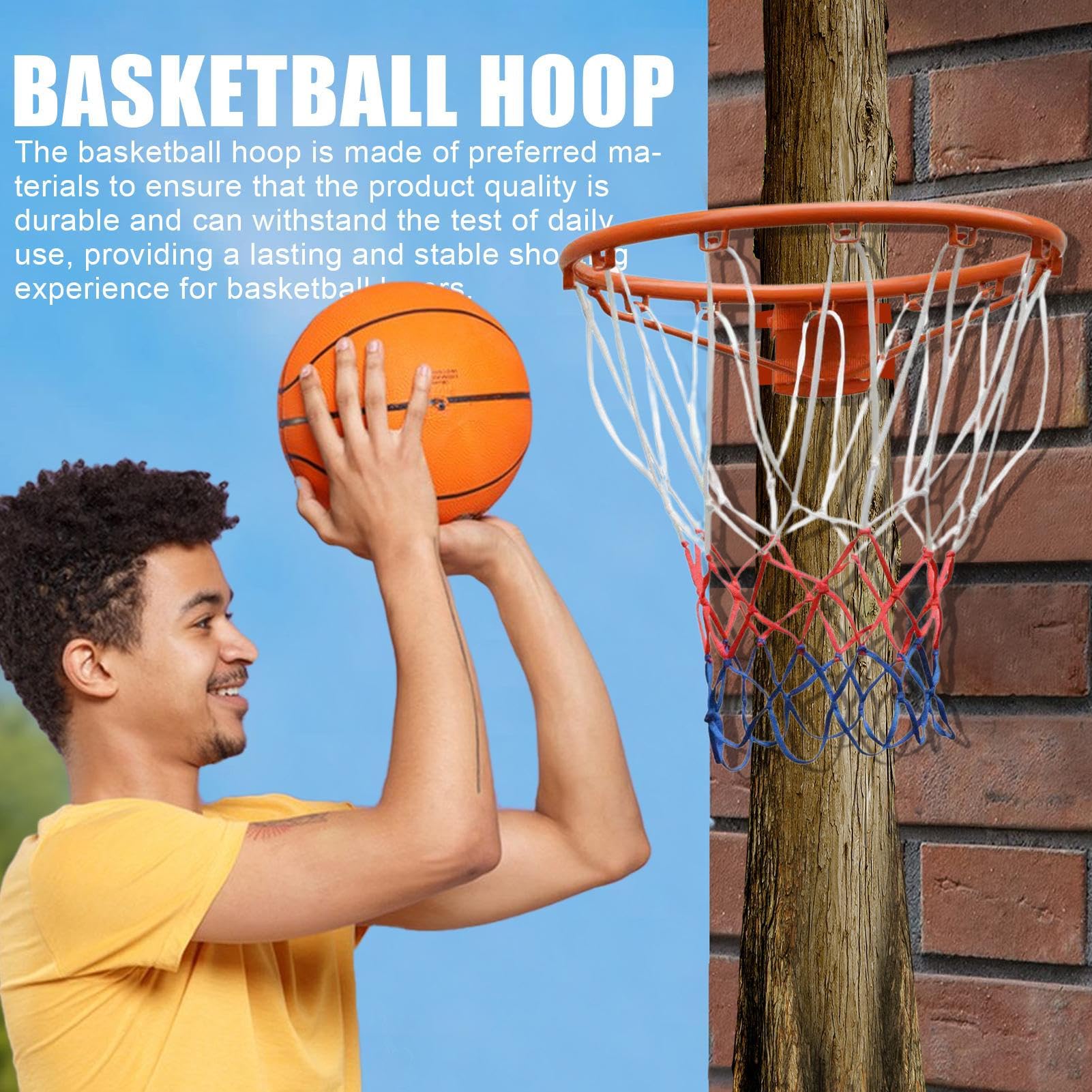 Basketballkorb für Kinder – Stahl-Basketballfelge, verdickter, stabiler Basketballkorb, wandmontierter Korbball-Rand, baumelnder Basketball-Rand, verschleißfester Basketball-Zubehör für Erwachsene und