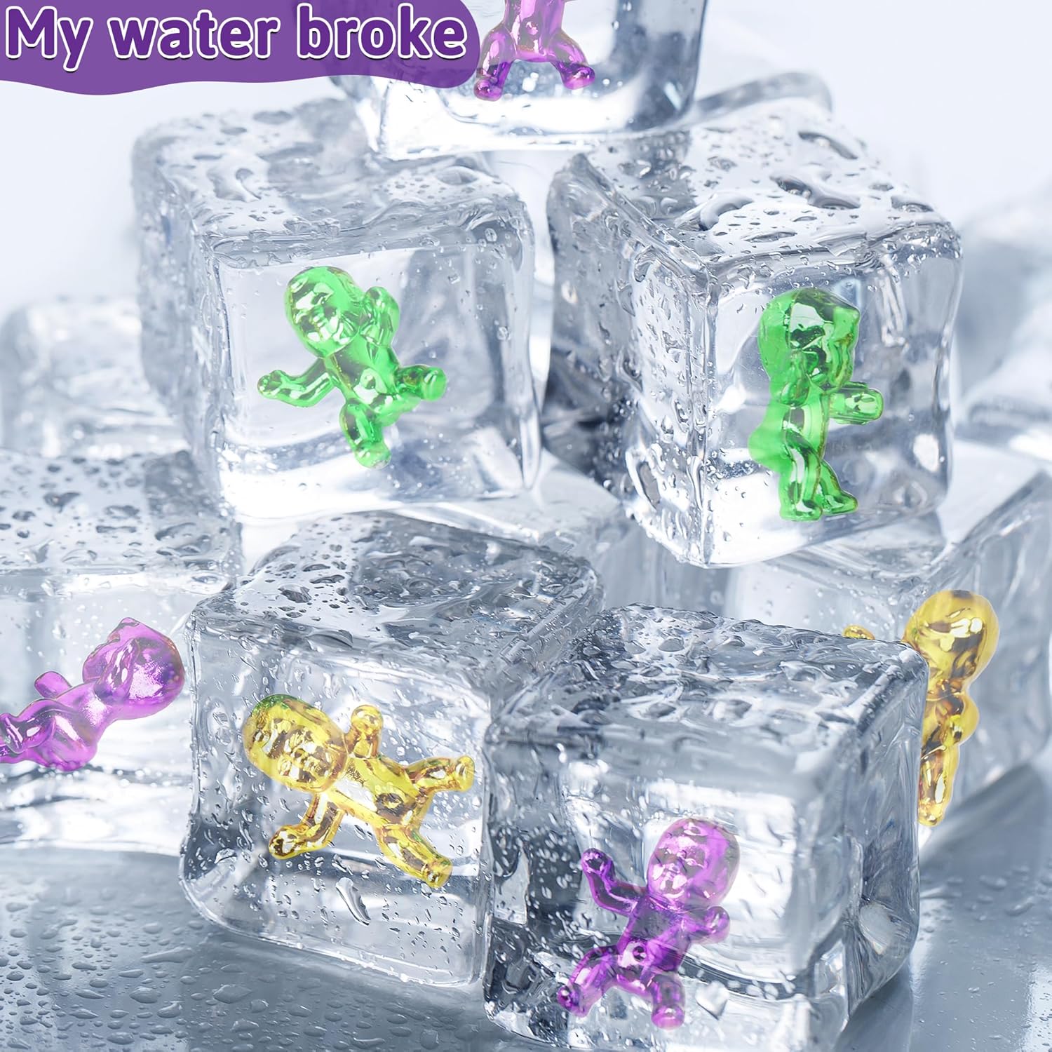 48 PCS King Cake Babies, 1 Inch Mardi Gras King Cake Baby Bulk, Purple Green Gold Plastic Babies for Mardi Gras Baby Shower Favors Ice Cube Game, Small Plastic Party Favors