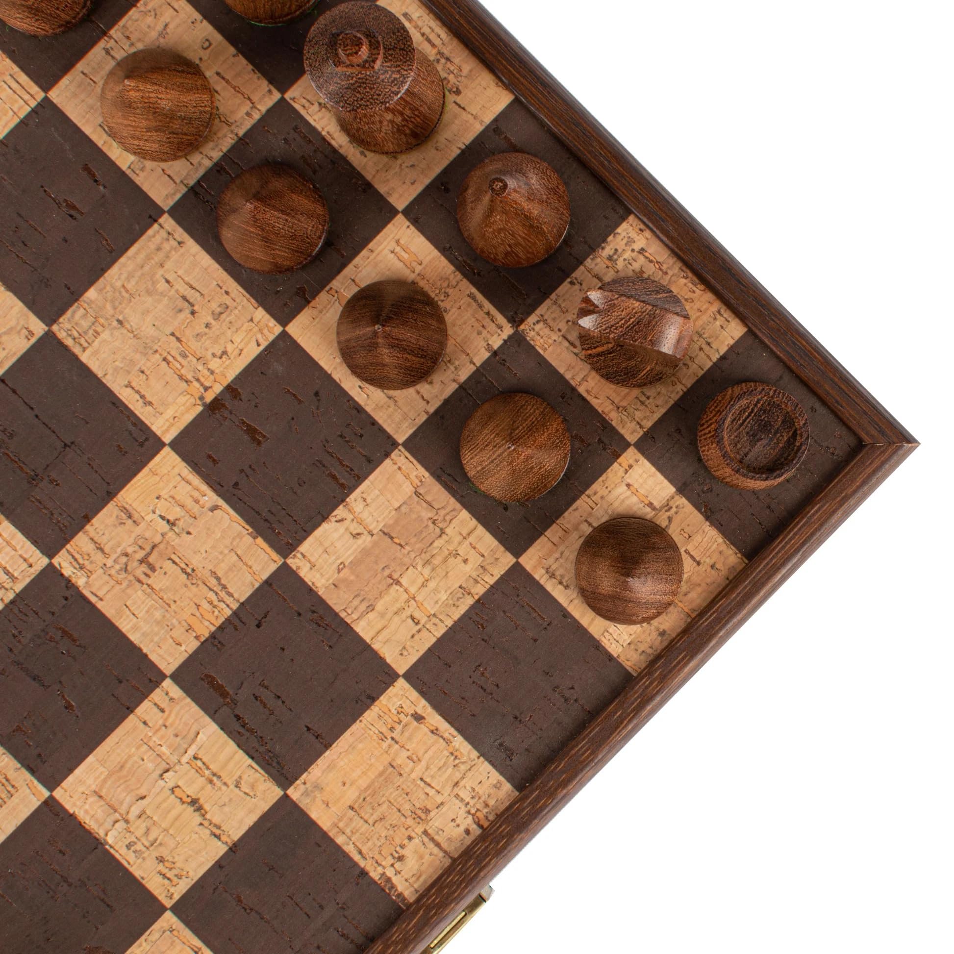 Juego de ajedrez de corcho natural Manopoulos de lujo, con piezas de ajedrez de madera modernas, juego premium hecho a mano en Grecia por expertos (40 cm), adultos mayores de 14 años