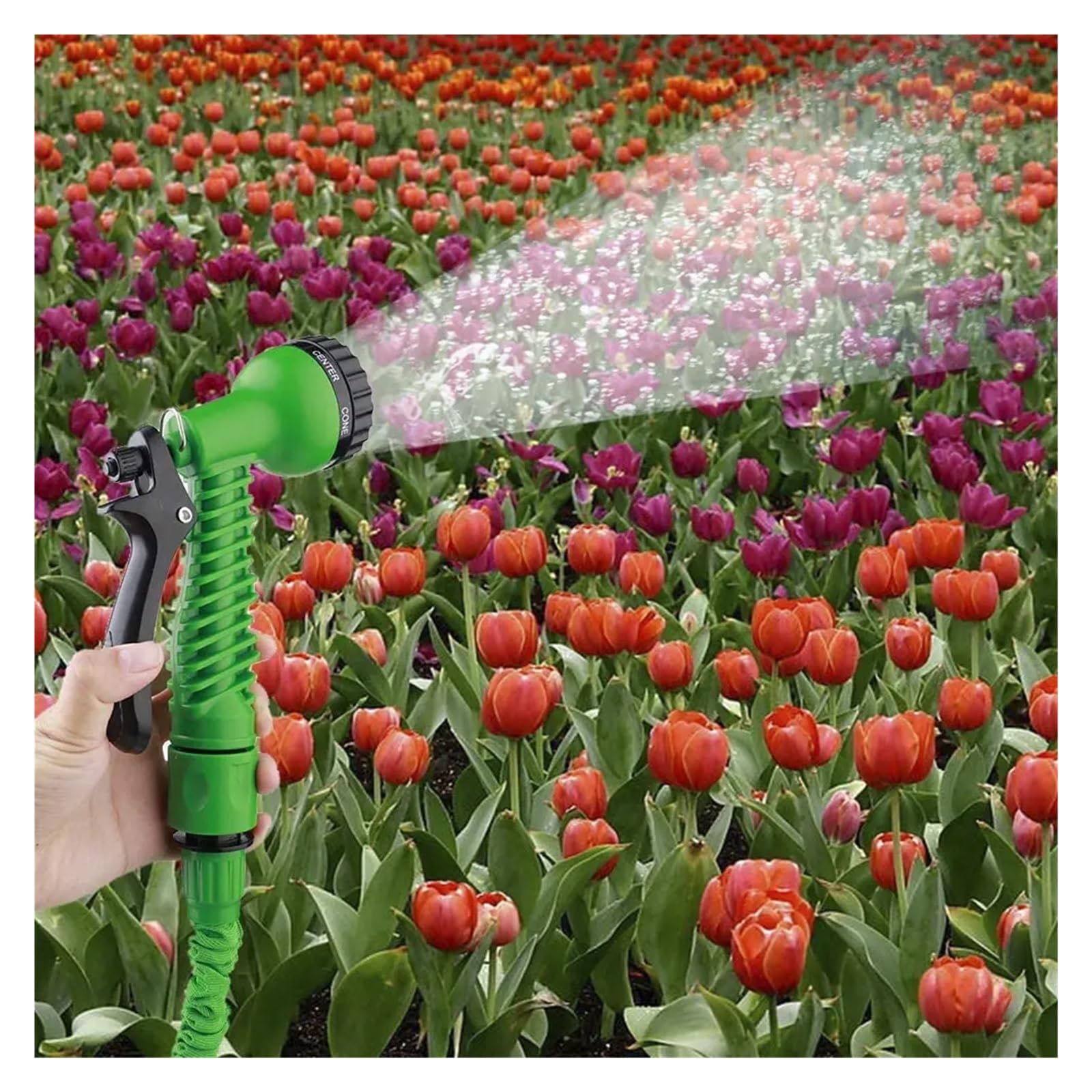 Manguera de jardín ligera extensible Manguera de riego de jardinería, riego telescópico, pulverizador multifuncional, pistola de agua de alta presión(Blauw,53m(175ft))
