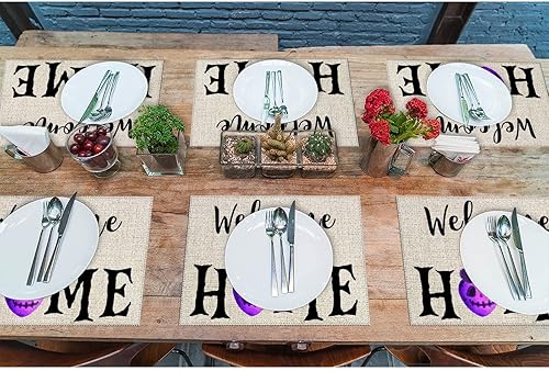Miniatura 3 de Placemats Halloween Welcome to Our Home Kitchen Table Mats Witch Pumpkin 12x18in Cheers Witches Stain Resistant Non-Slip Place Mats for Kitchen
