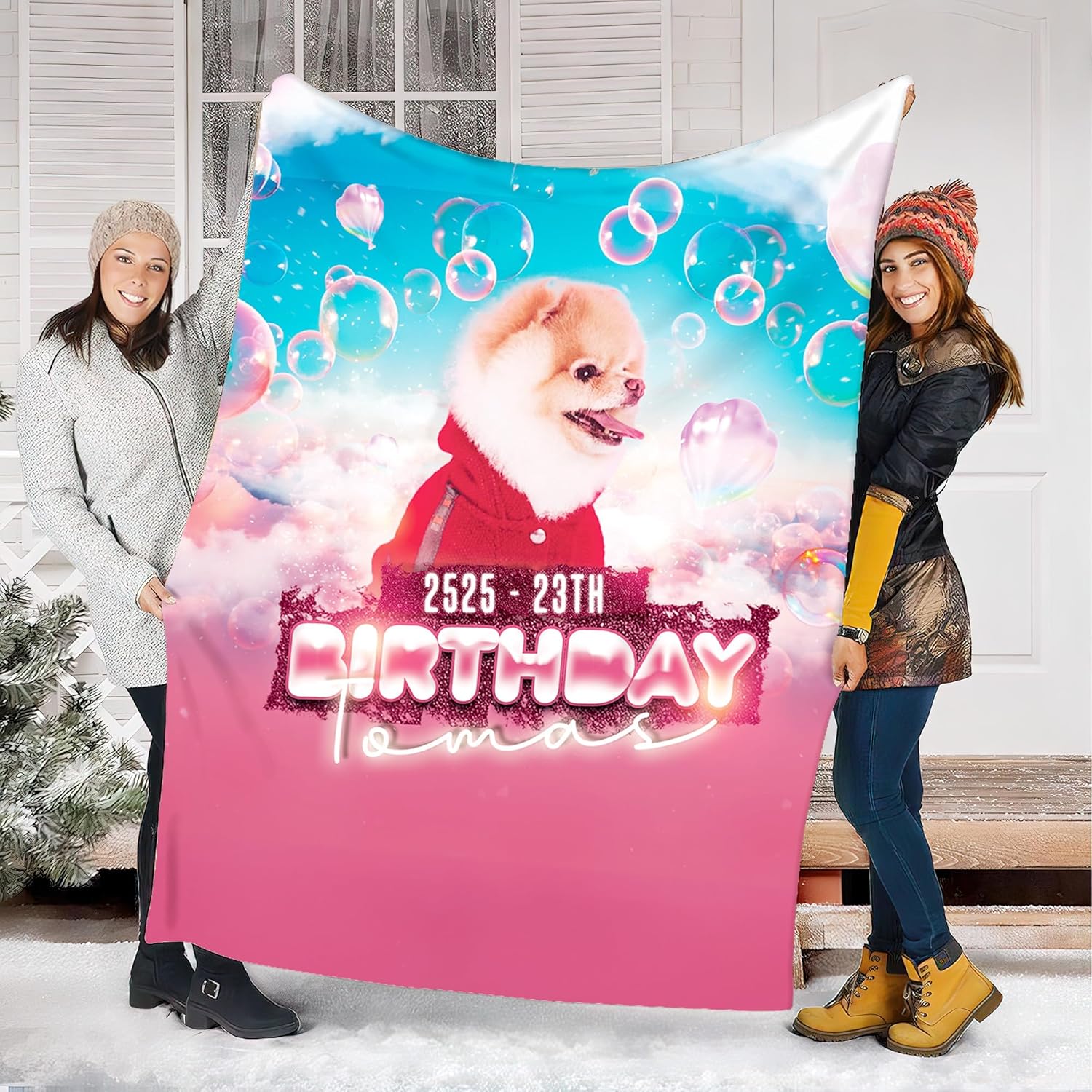 Custom Pet Photo Fleece Blanket, Personalized Pet Name Blanket, Cat Birthday Surprise, Custom Picture Fleece (Multi 1)