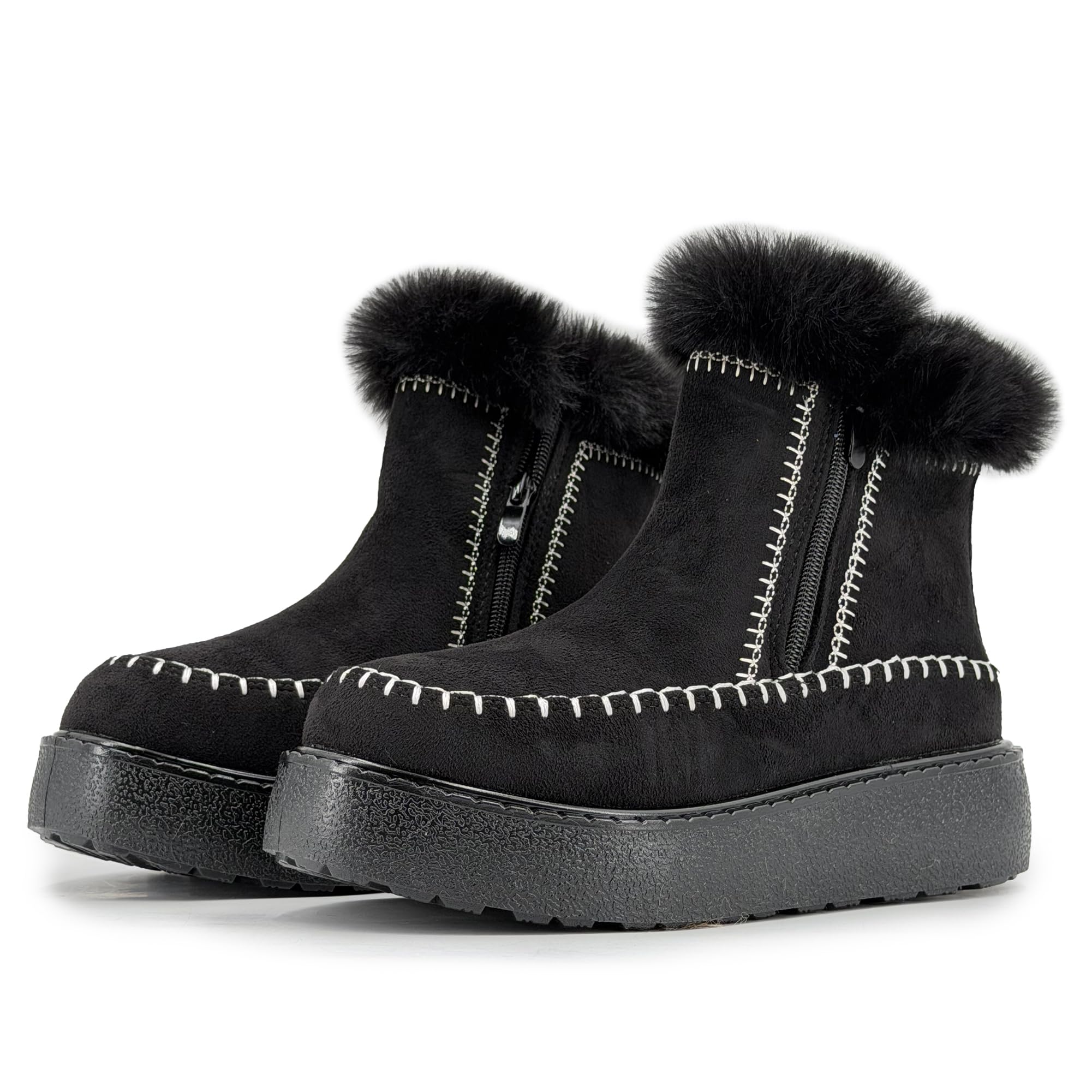 JOMIX Winterlaarzen voor dames, bontlaarzen, klassiek, gevoerd, imitatiebont, warm, comfortabel en licht