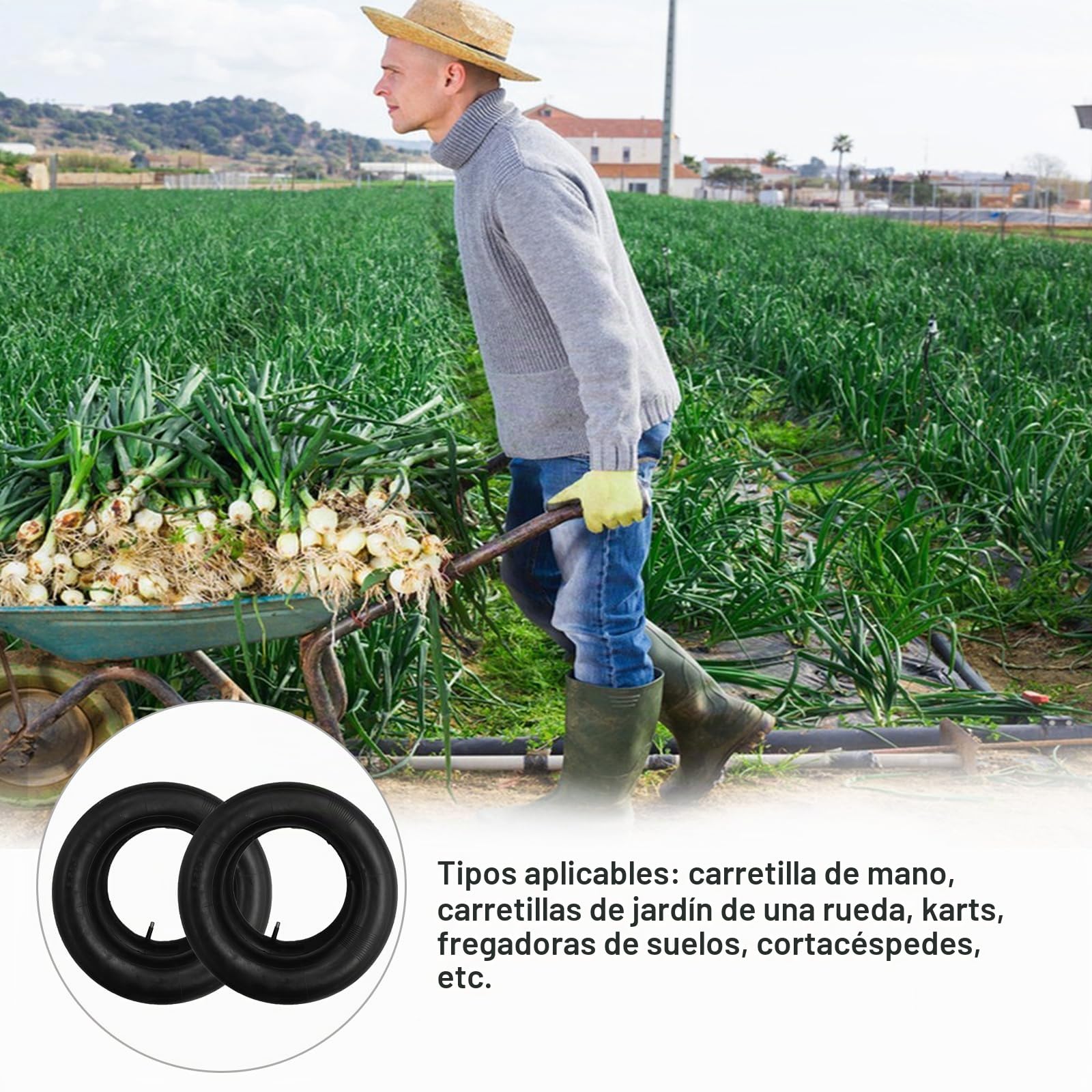 3.50-8 Cámaras De Aire, 2 Pcs 4.00-8 Tubos Internos De Reemplazo, Tubos Internos, Mangueras Pequeñas para Rueda De Carretilla, Cámaras Rueda Carretilla con Válvula