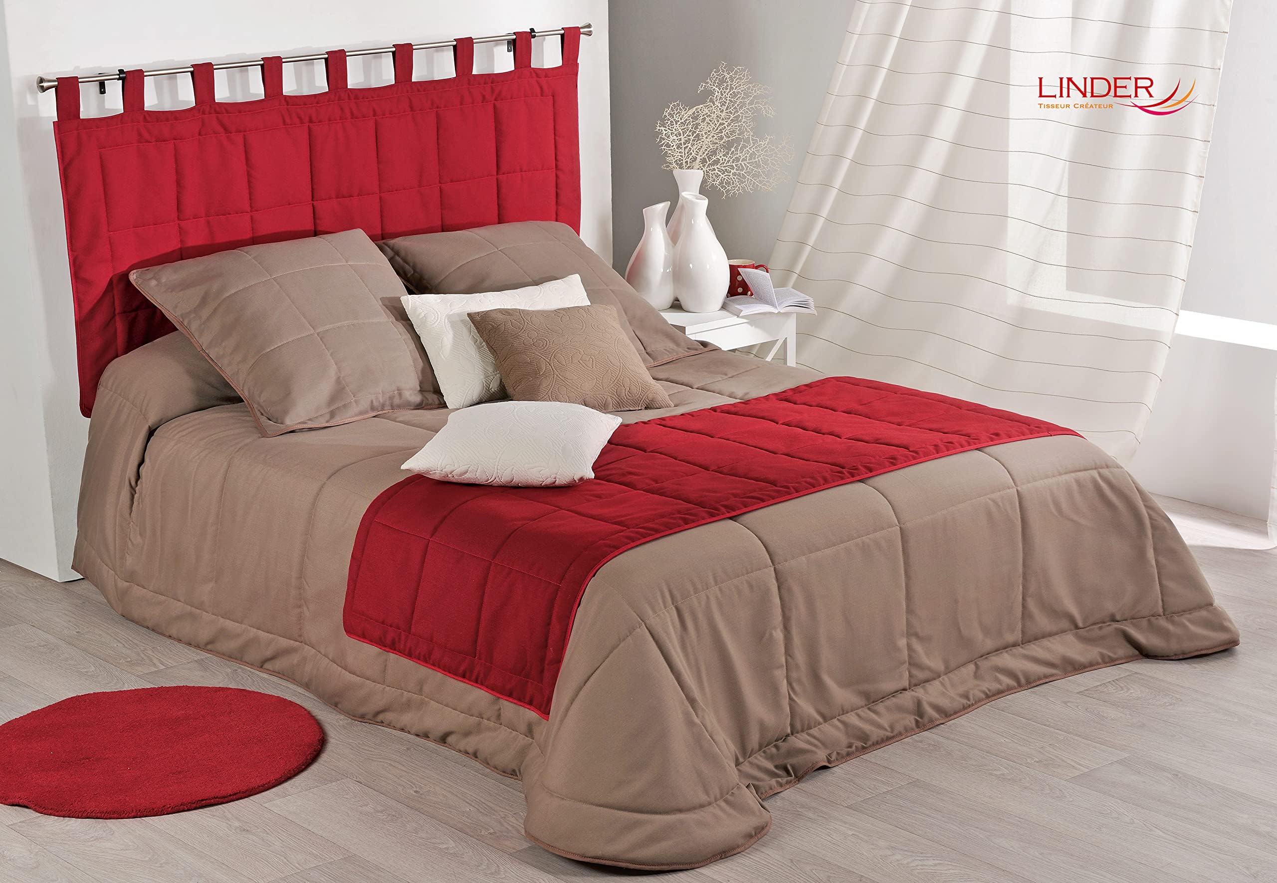 Linder Chemin de lit, Polyester, Rouge, 160x85cm : Amazon.fr: Cuisine