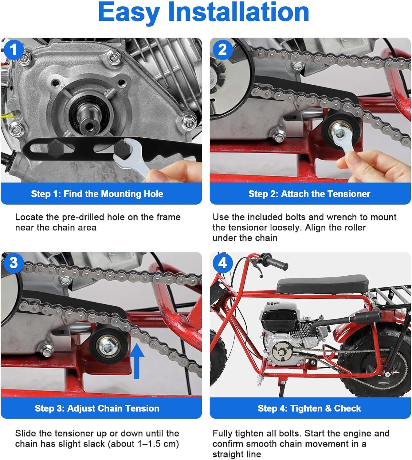 Linkstyle Mini Bike Chain Tensioner Adjuster for 212 224 236 196 Small Block Predator GX160 Gx200