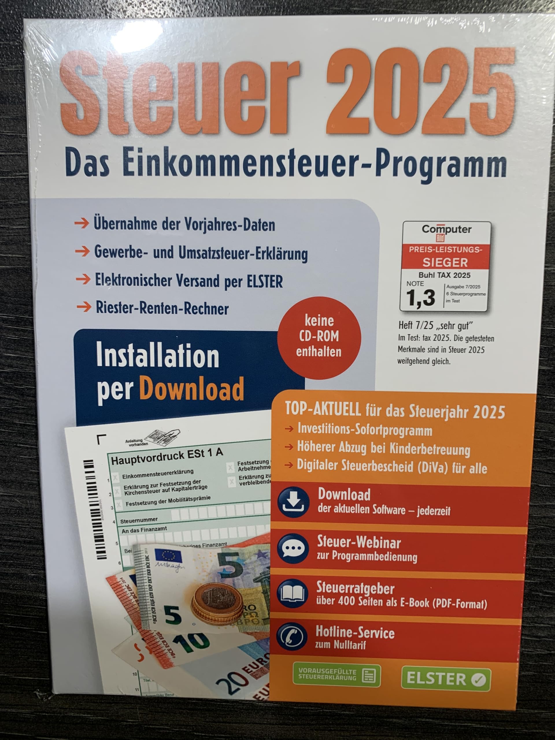 Aldi Steuer 2025 für die Steuererklärung 2025 am PC. Steuerprogramm 2025 - Freischalten per Aktivierungscode.