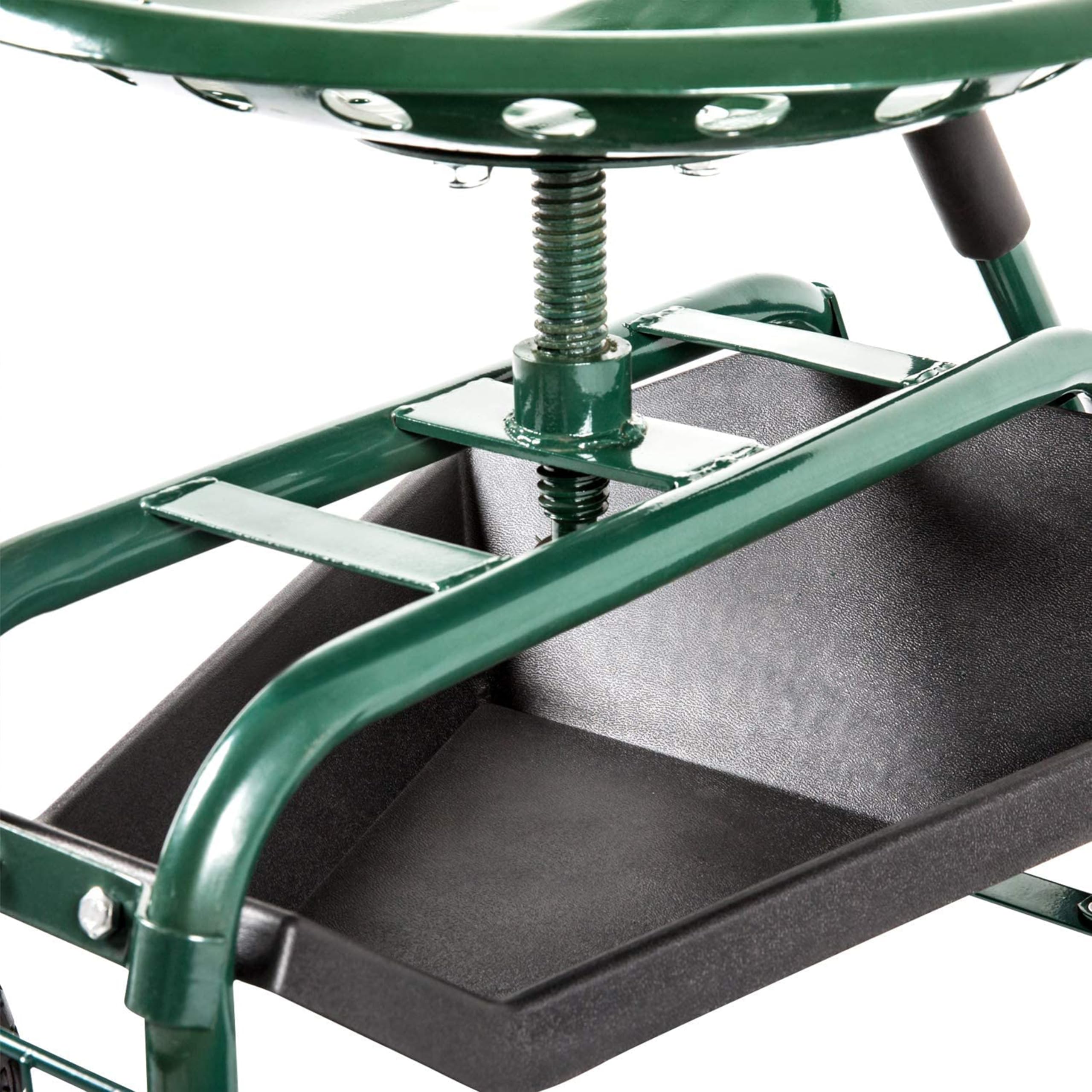 AXI AG22 Asiento de Jardin con Ruedas en Verde | Taburete de Jardinero con Caja de Almacenamiento | Carro de jardineria metalico con Carga MAX. 150 kg.