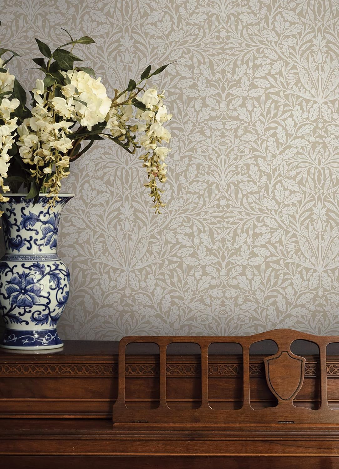 NuWallpaper x Morris & Co. Acorn Wheat Peel and Stick Wallpaper, MCS6589
