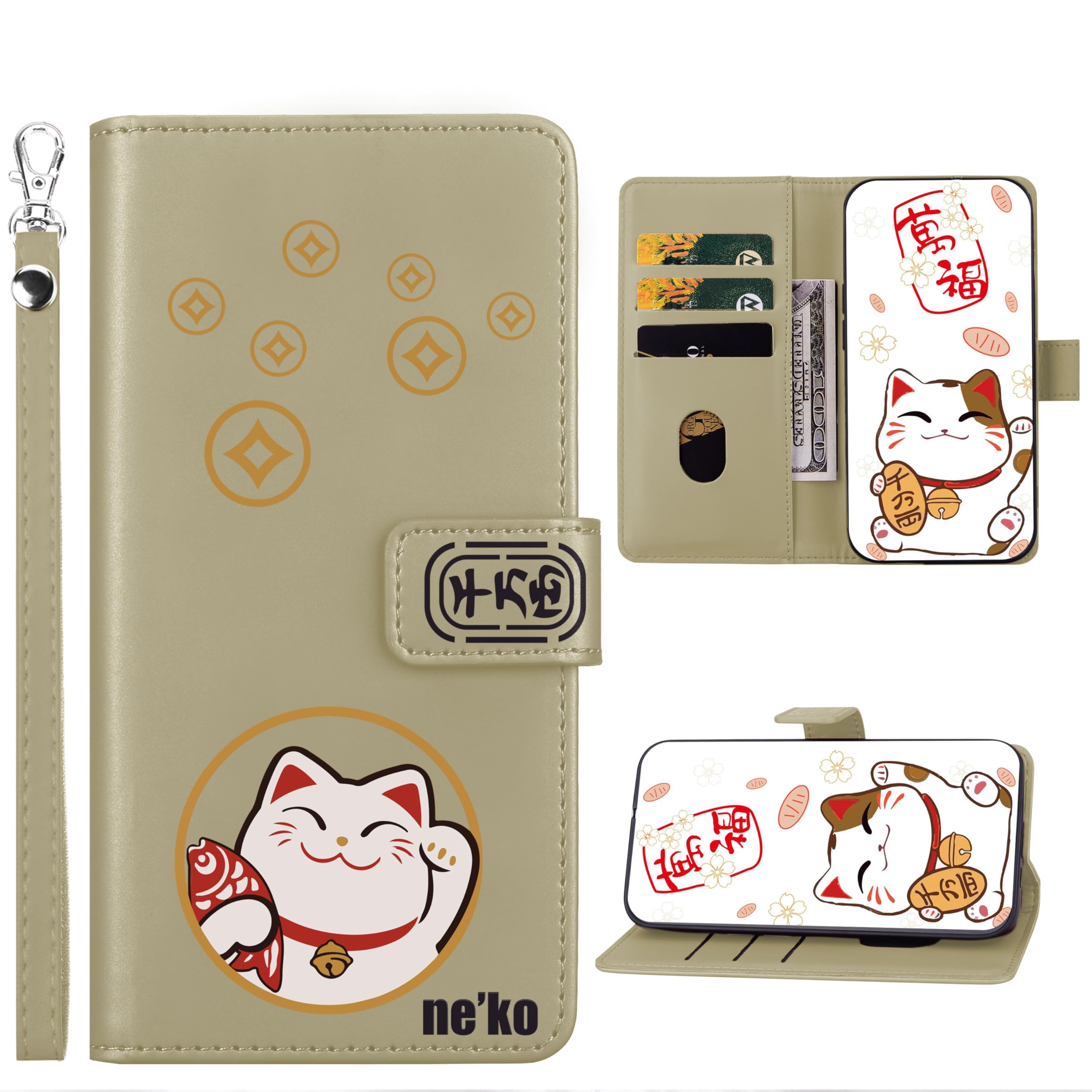 Amazon.co.jp: Yuotky for iPhone 17e/16e ケース 手帳型 招き猫 あい 