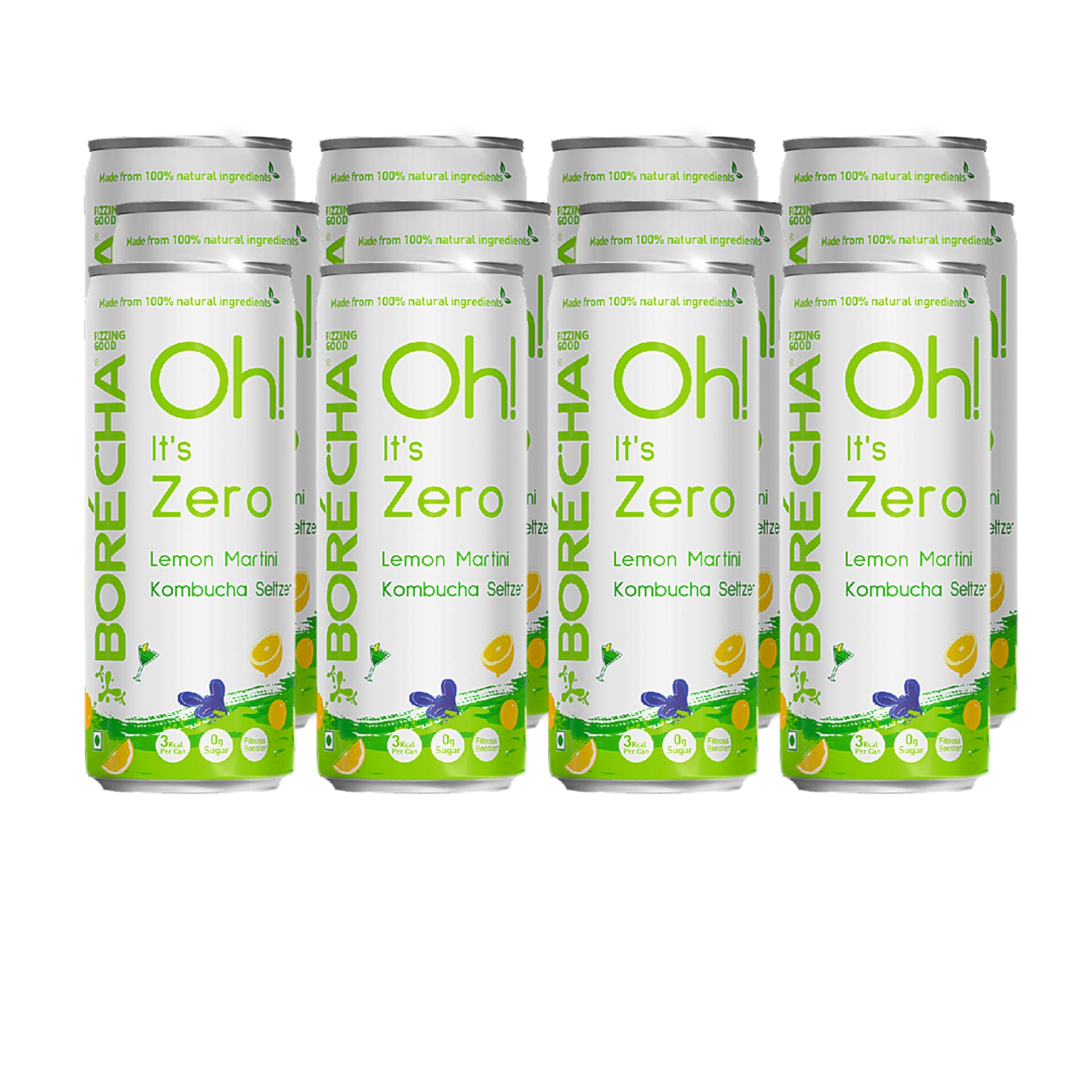 Borécha Oh! Zero Sugar Kombucha Seltzer 330ml | Gut Friendly | Gluten free | Antioxidant and Hydration Companion | Functional Beverage | (Lemon Martini, Pack Of 12) (B0CTCT6SLP) Amazon Price History, Amazon Price Tracker