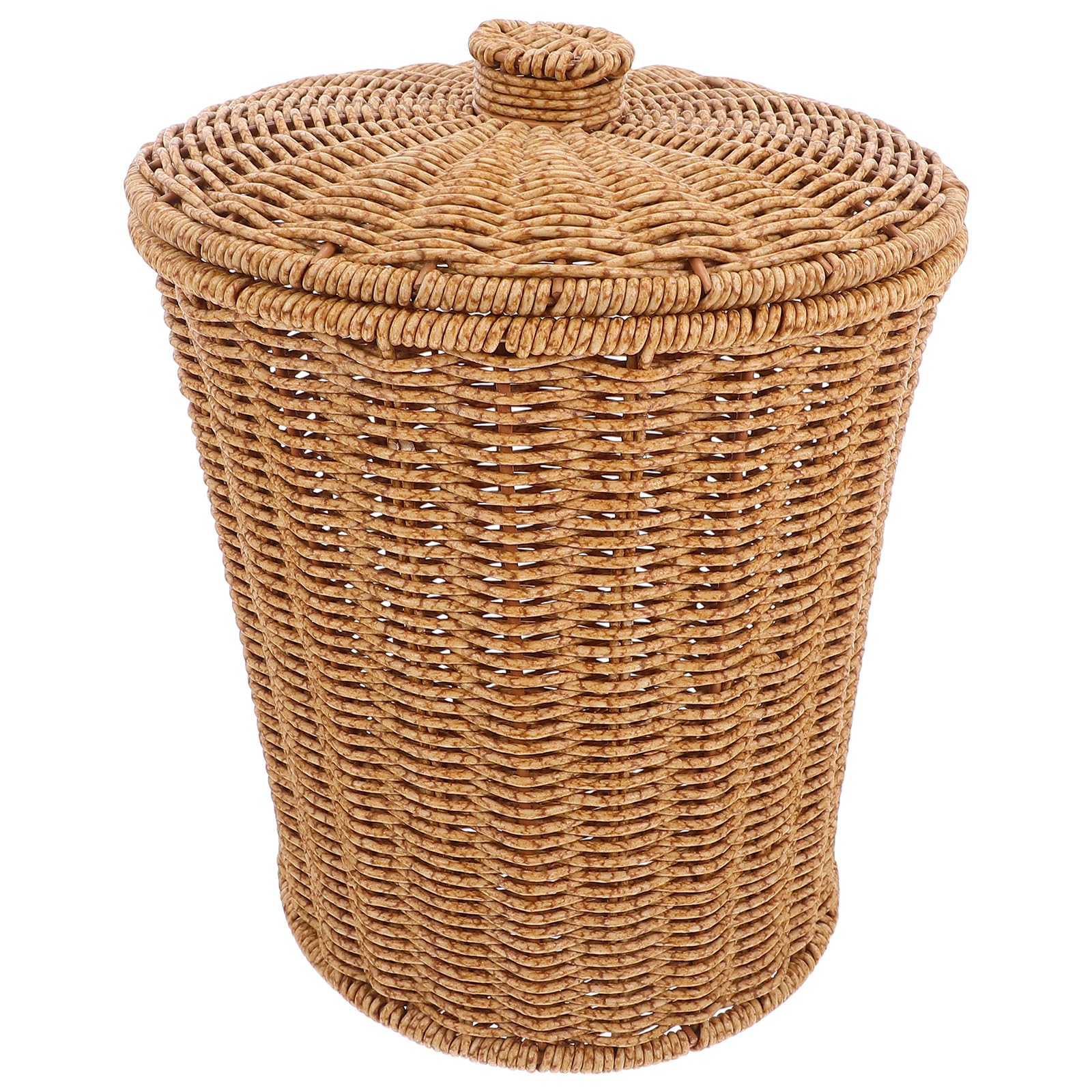 IMIKEYA Panier de Rangement Rond avec Couvercle Rotin Synthétique Tressé Main pour Linge et Jouets
