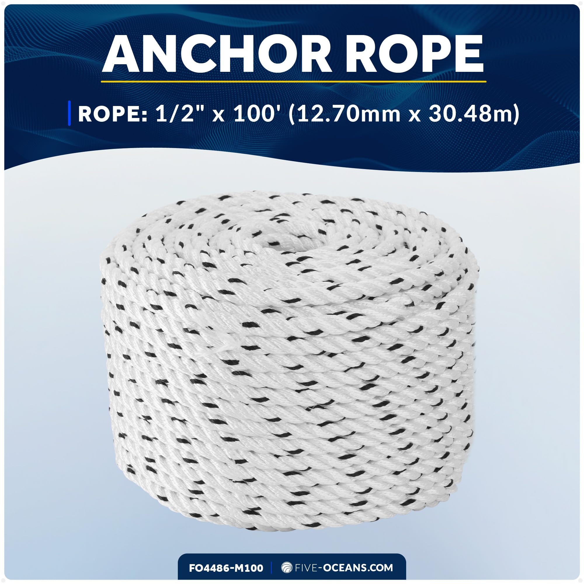 Snapklik.com : Boat Anchor Rope 1/2 Inch X 100 Ft - Marine Premium 3 ...