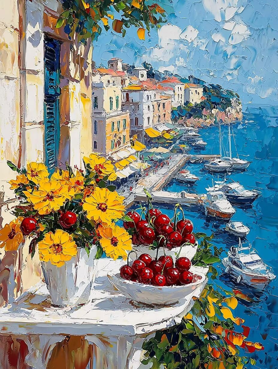 5D Diamond Painting Kit Vista sulla Marina, Pittura Diamante 80x110cm d-513 | Diamond Painting, Pittura Diamante per Adulti e Bambini, Kit DIY Punto Croce per Decorazione Murale la casa - Regalo
