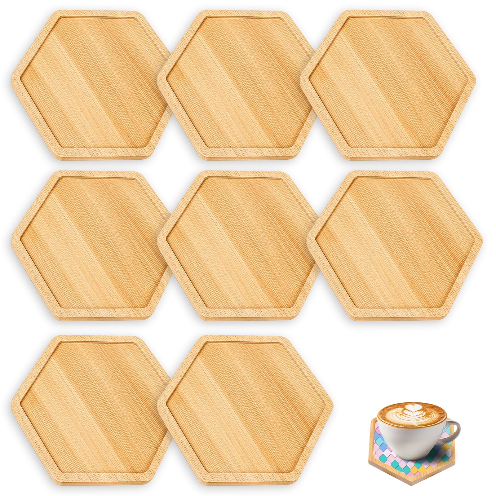 Posavasos de Bambú Hexagonales 8 Piezas para Manualidades