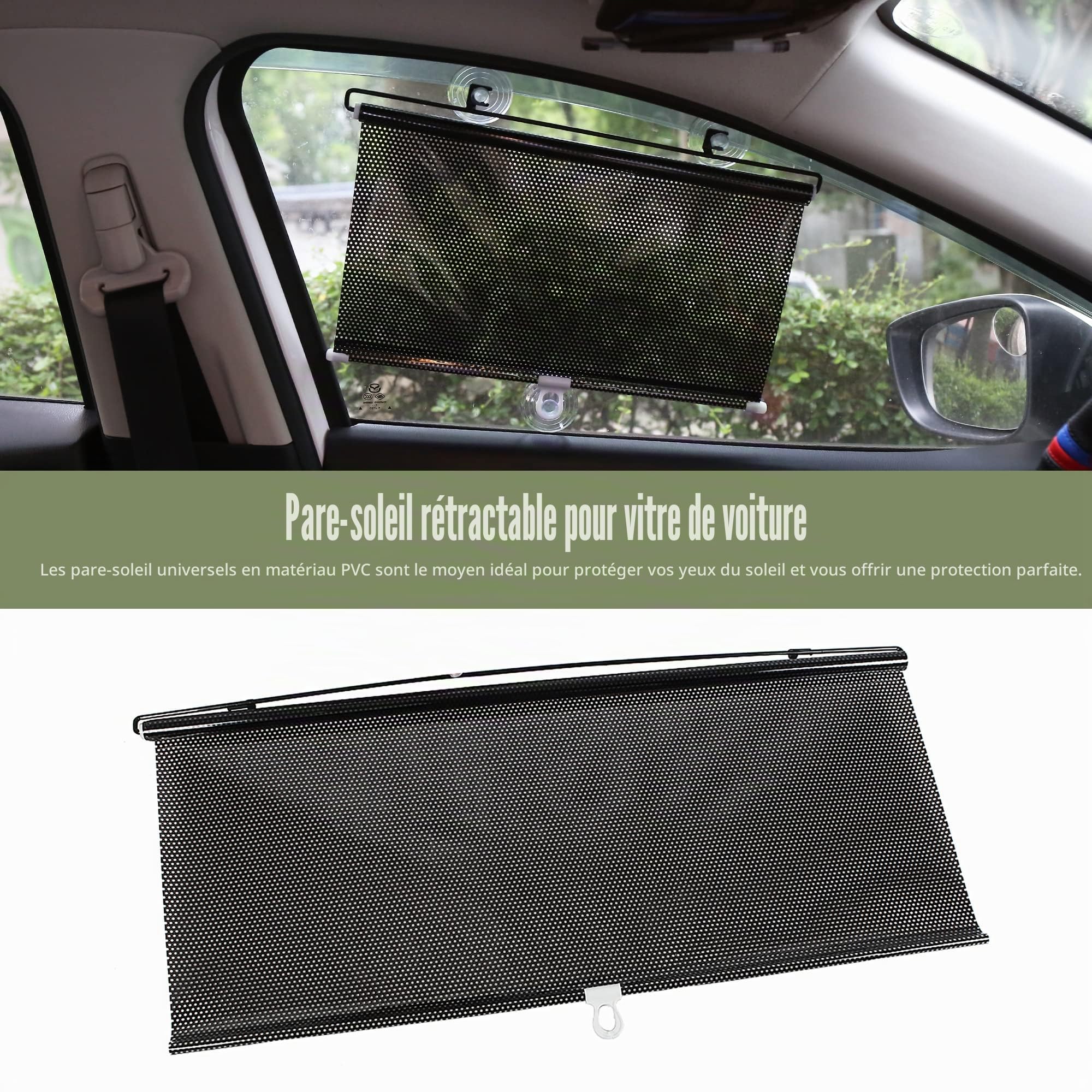 sourcing map Pare-Soleil Rouleau 1pc Anti-UV PVC pour Fenêtre Voiture