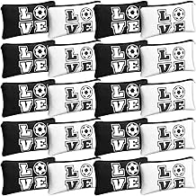 Amylove 20 Pieces Soccer Makeup Bag Gifts Soccer Cosmetic Travel Bag with Words Toiletry Zipper Pouch Portable for Women Football Lover Players Team Accessories
