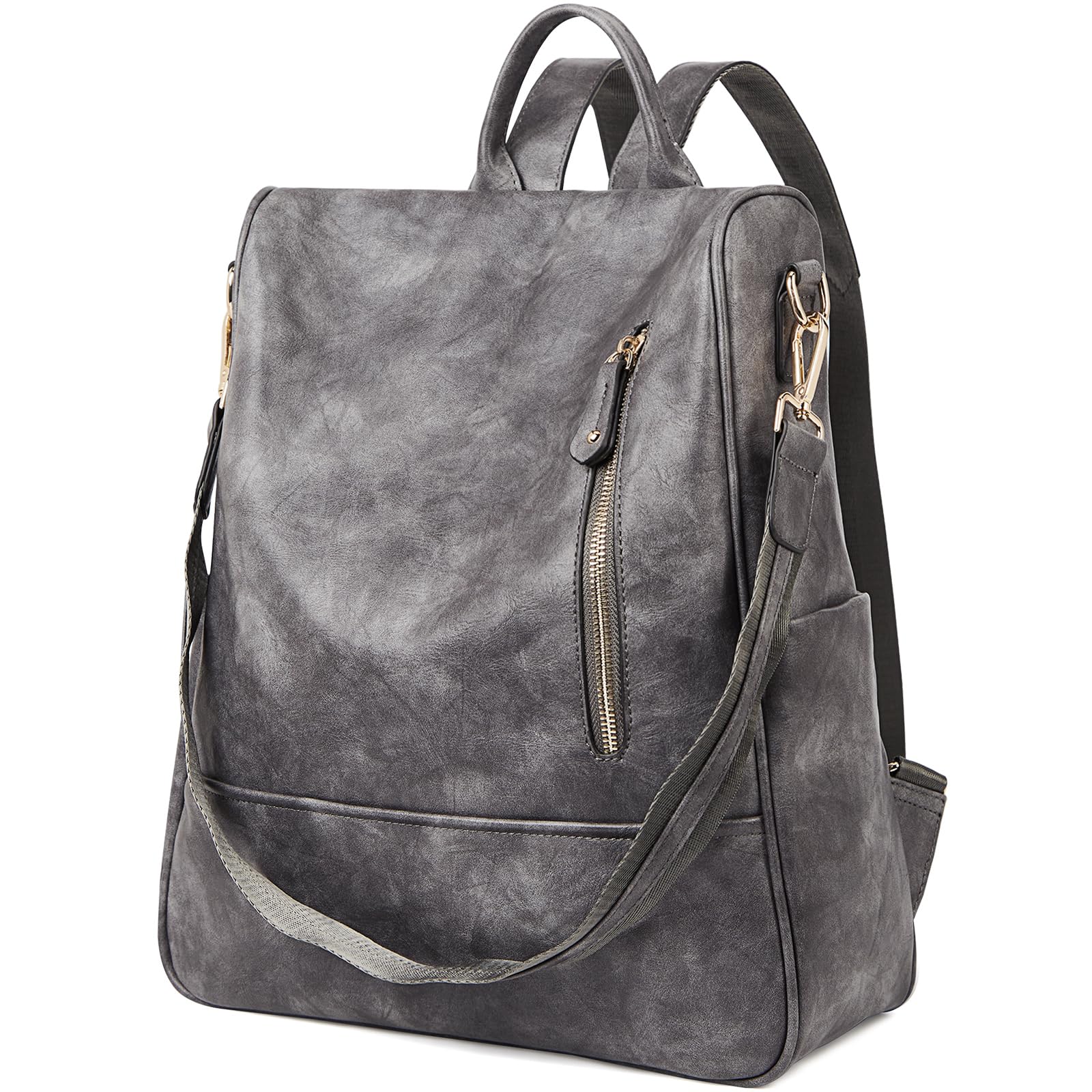 FOXLOVER Backpack Purse for Women Large Womens Backpack Leather Travel Backpack Fashion Backpack Purse Designer Ladies Shoulder Bags(Grey E)