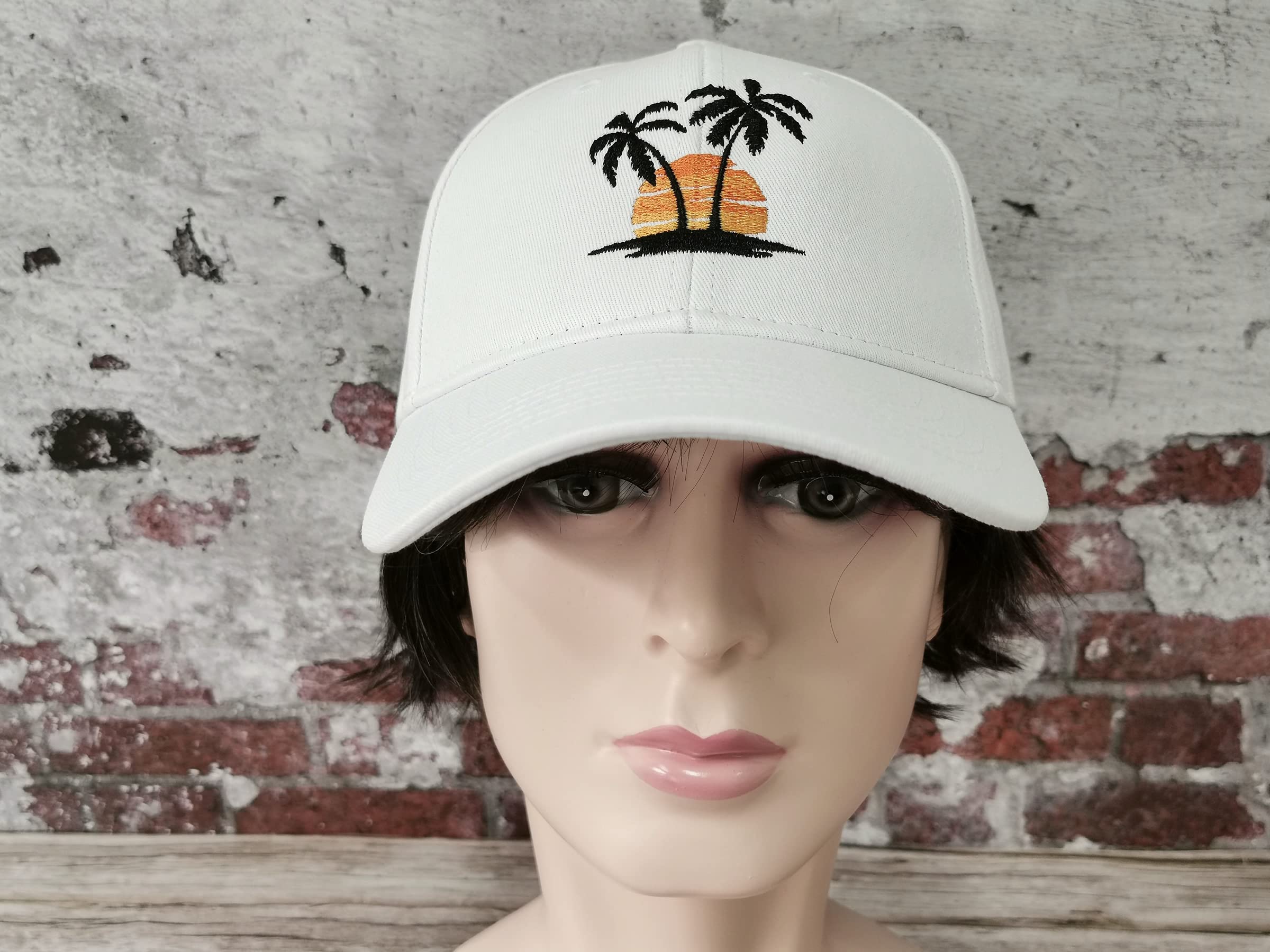 Sombreros de béisbol bordados con palmera para hombres y mujeres, Blanco (árbol negro) 6