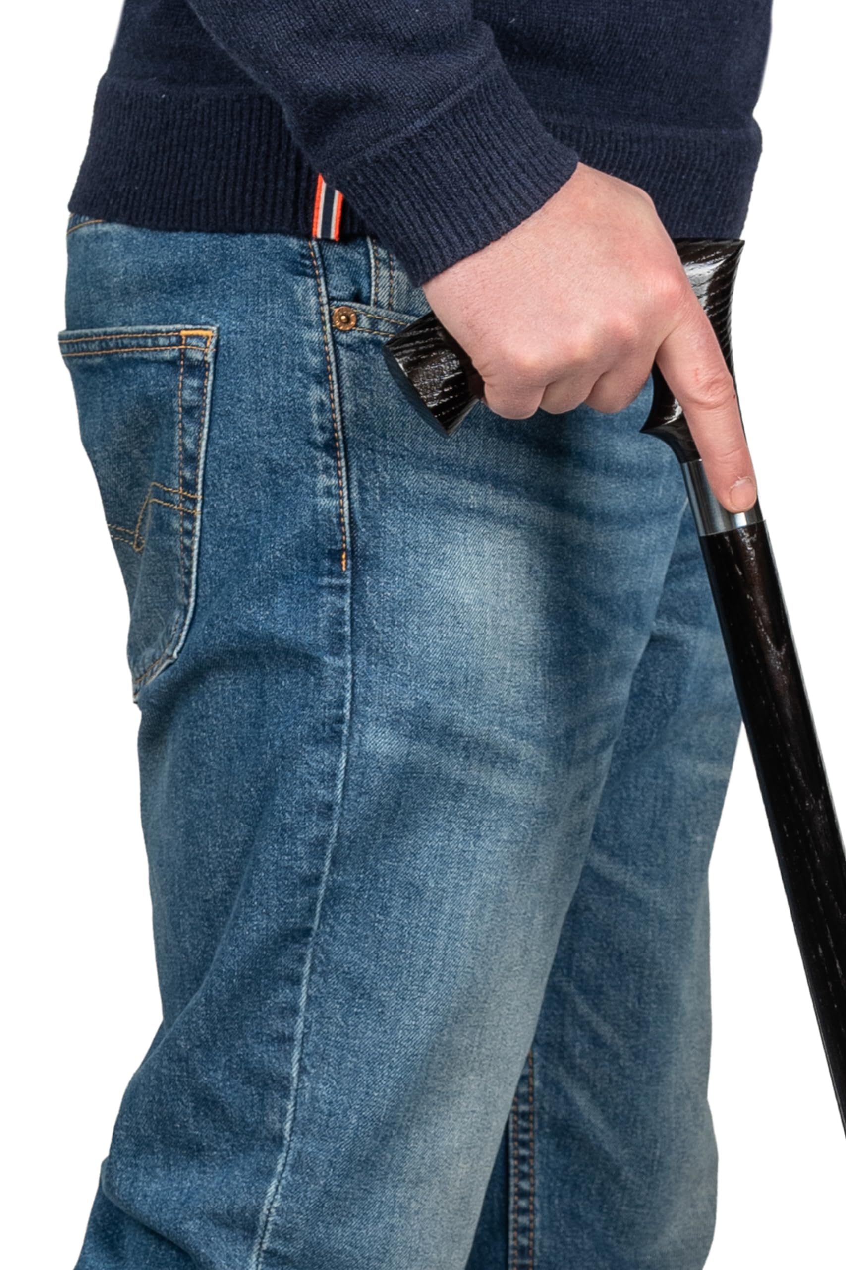 Dr. Watson Classic Duke Walking Stick – Handcrafted Ash Wood Cane with Polished Stainless Steel Collar