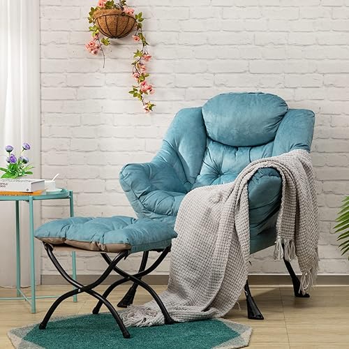 Miniatura 66 de HollyHOME - Silla perezosa grande de tela para sala de estar, silla de lectura, acogedora silla de descanso con reposabrazos, sofá de ocio, color
