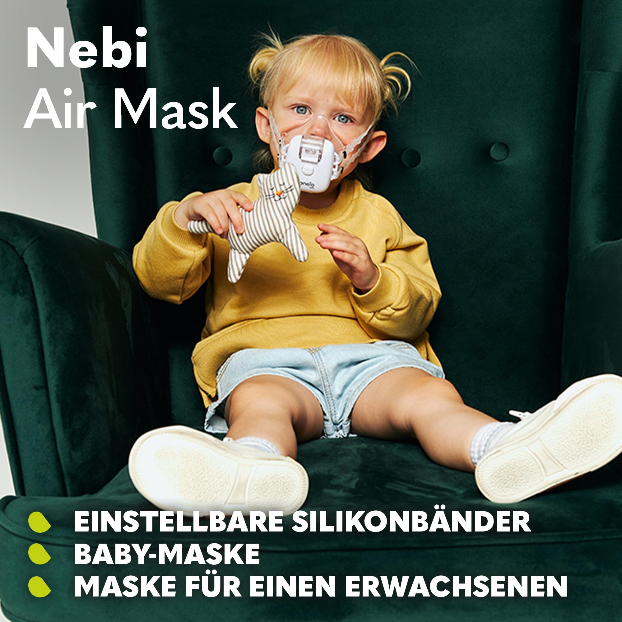 LIONELO Nebi Air Mask Inhalator, Vernebler für Kinder und Erwachsene | leise, kompakt und tragbar, für Erkrankungen der Atemwege, Infektionen und Allergien, hohe Effizienz Inhalation