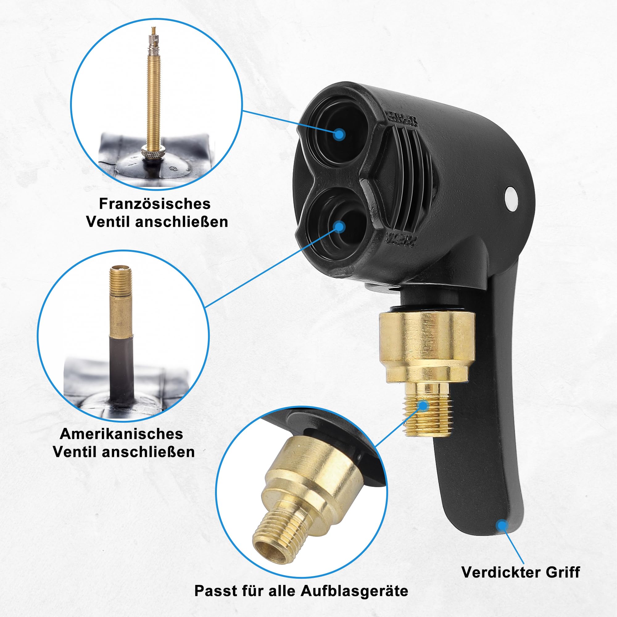 2x Autoventil Adapter 2-in-1 - Luftpumpe Adapter Für Auto, Motorrad, Fahrrad