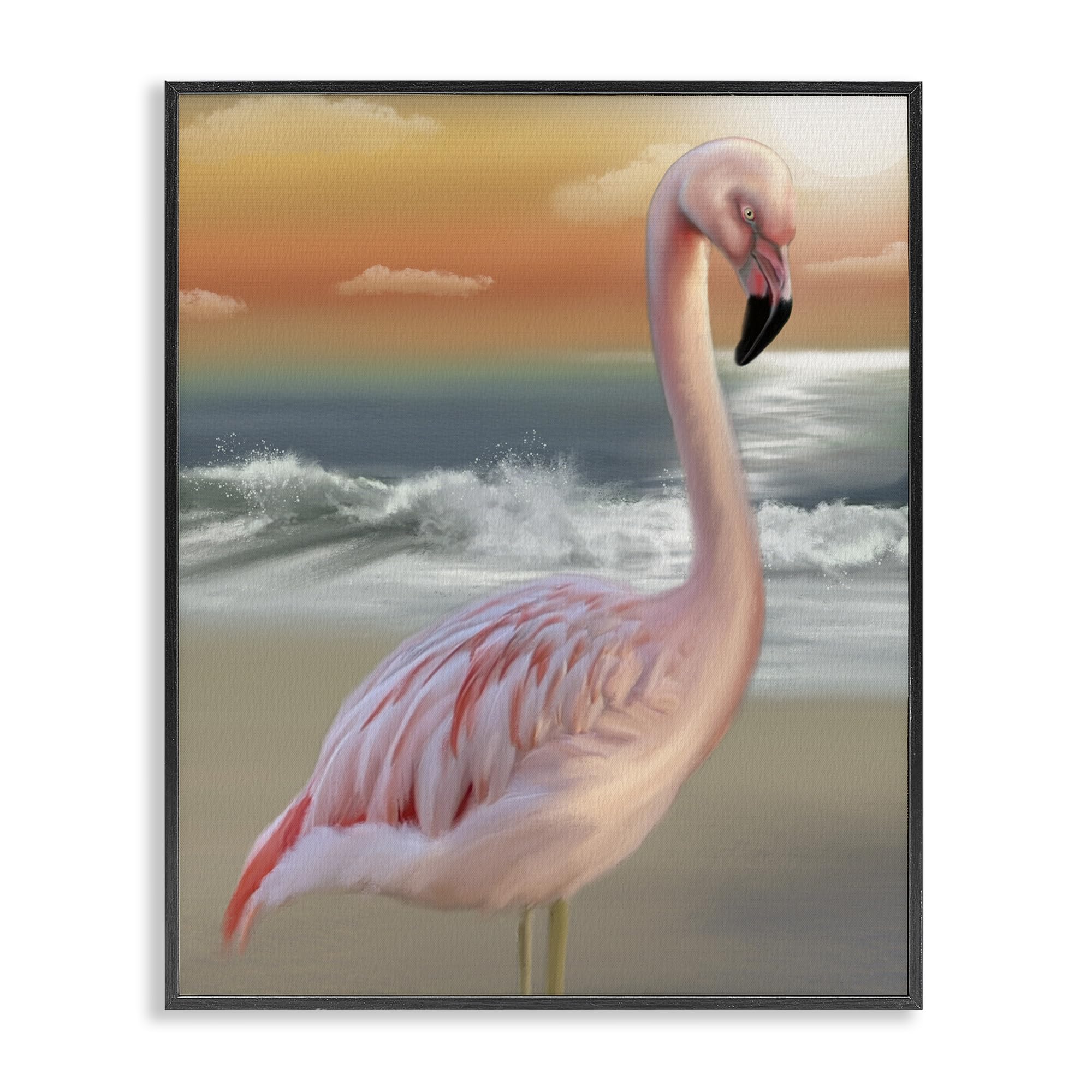 'Coastal Beach Flamingo'| Framed Giclee Art