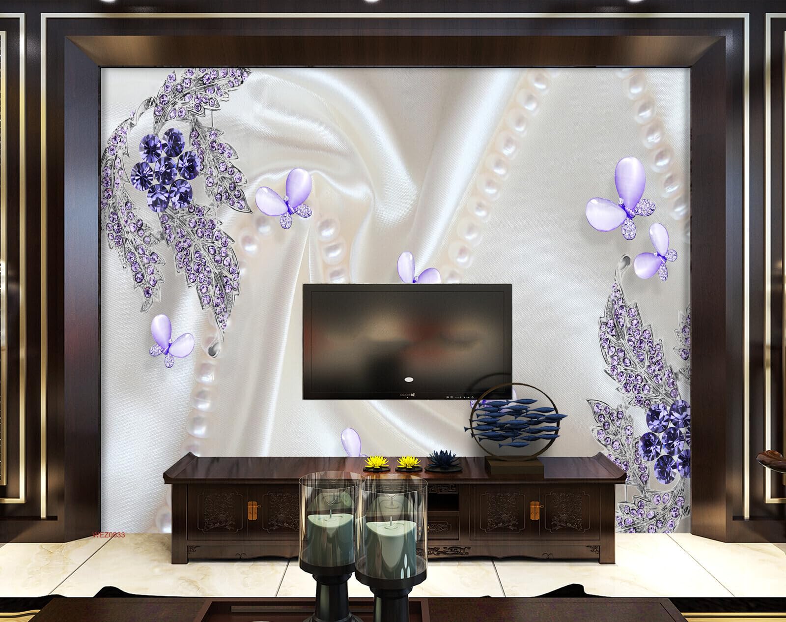 Wall26 - WEZ0833 Butterflies Jewellery Jewelry Beautiful Flowers