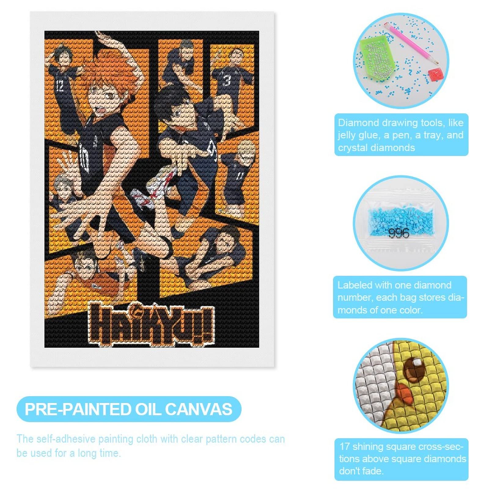 Amazon | ハイキュー Haikyuu 5D ダイヤモンドアート セット DIY 手芸
