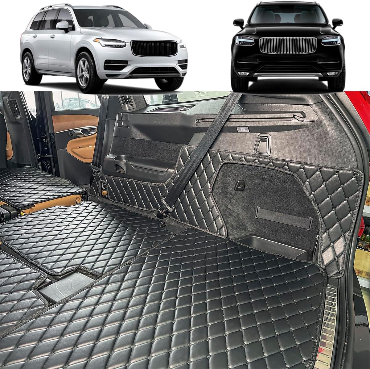 Boot Liner Compatible with 2015-2024 Volvo XC90 [Fits 7 Seats Model with 3rd Row Folded] Boot Mats (and Rear Left and Right Side Panels) Dog Friendly