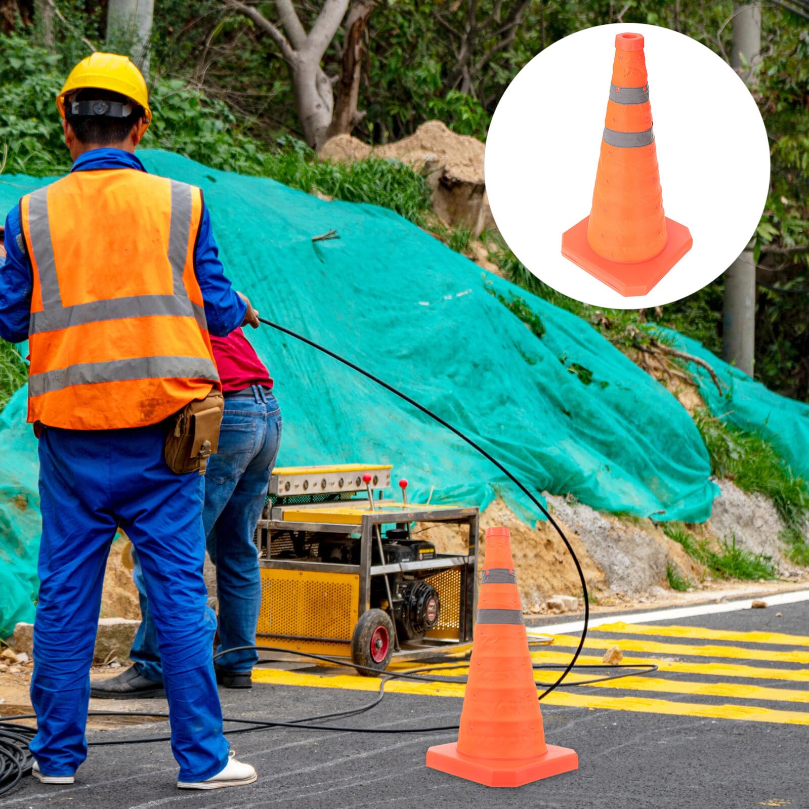 PRETYZOOM 4 Piezas Cono de Tráfico Retráctil con Base Estable y Portátil para Señalización Vial y Estacionamiento Resistente Viento y Uso Exterior