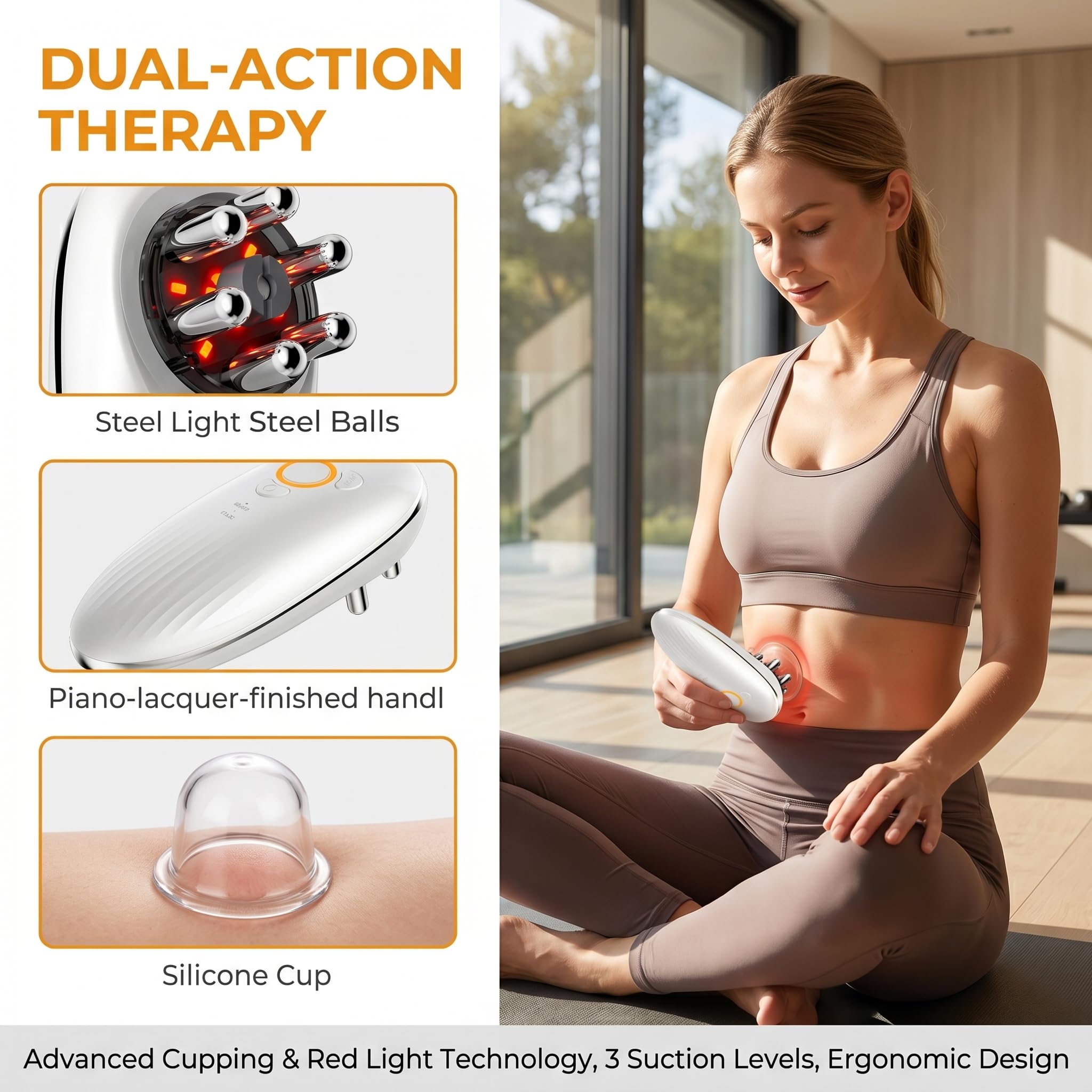 Cellu Sculptor, Masajeador Anticelulítico Eléctrico con Ventosa, Dispositivo Automático de Masaje Infrarrojo para Reducción y Reafirmación Facial, Abdomen, Muslos, Brazos y Piernas