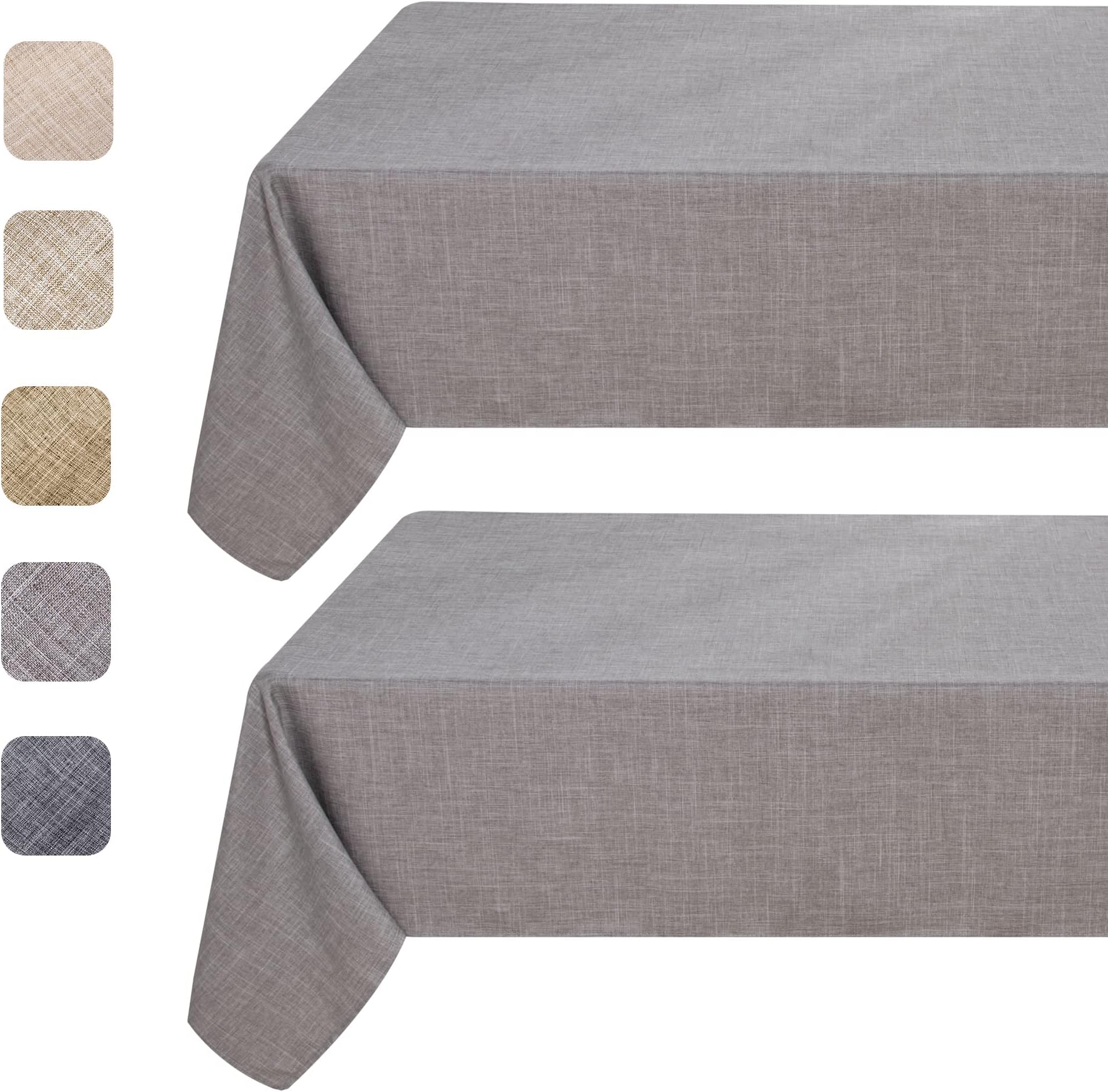 Fitable Linen Textured Square Tablecloths 2 Pack, Washable Fabric Table Clothes for 4 Ft Card Table / Coffee Table, Holiday Table Cover for Kitchen Dining, Party, Farmhouse (Stone, 54 x 54 Inch)