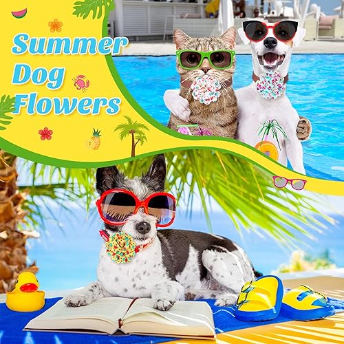 Miniatura 4 de Hillban Juego de 80 piezas de collar de perro con flores hawaianas de verano para perros, accesorios de aseo para cachorros, gatos, adorno de